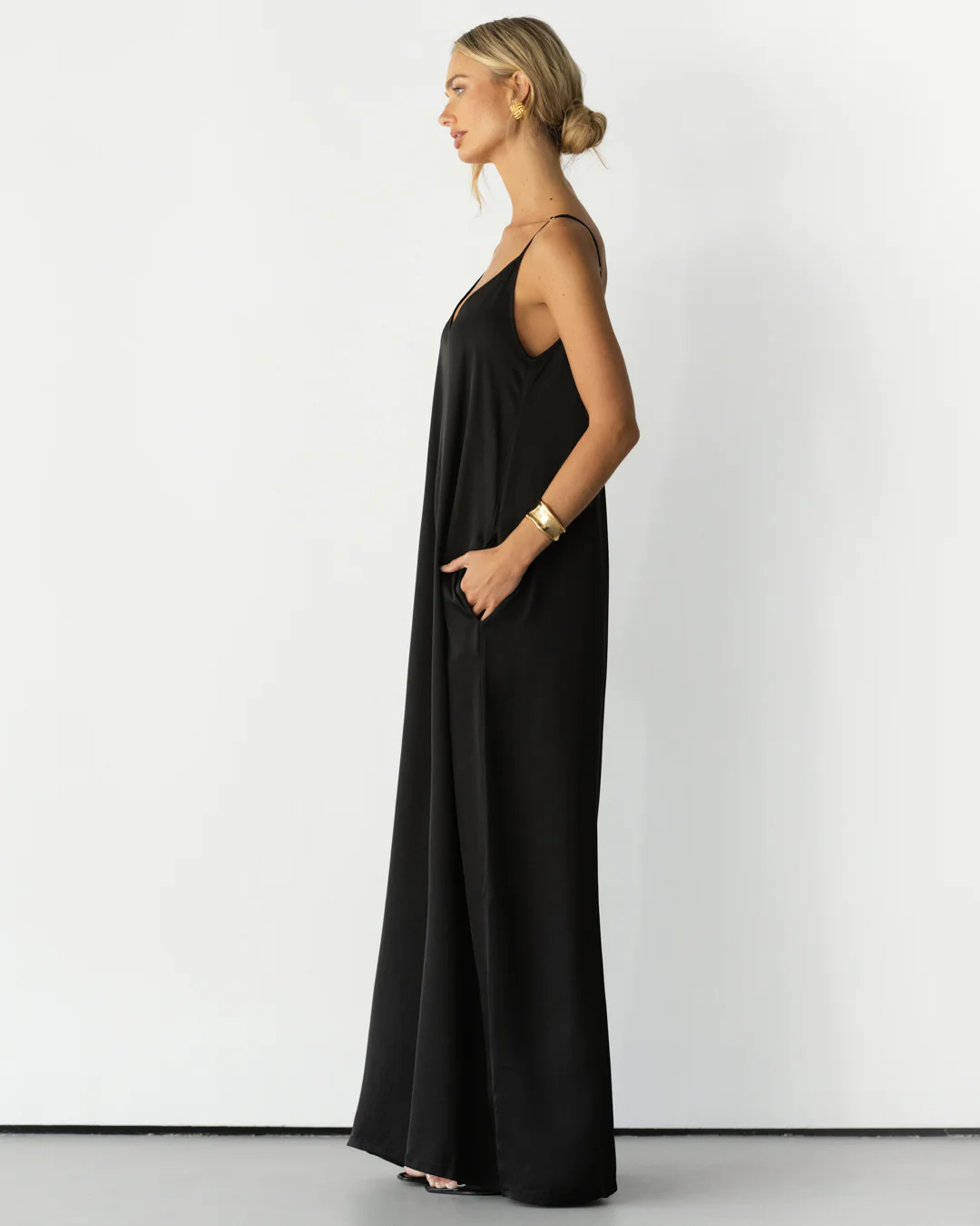 Audrey Satin Jumpsuit | Black - Image 3