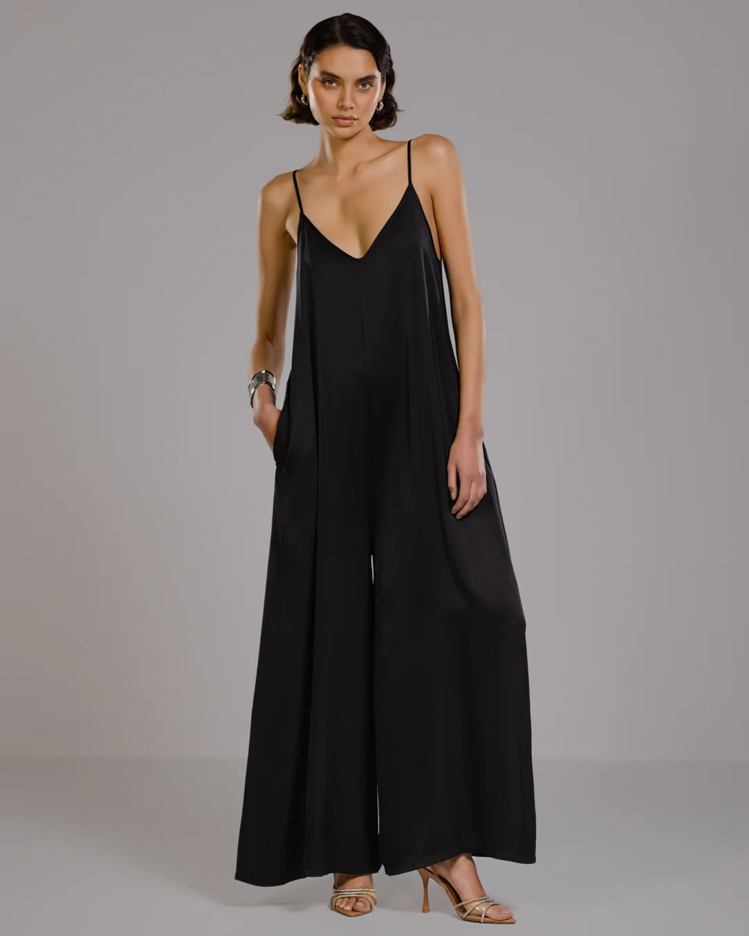 Audrey Satin Jumpsuit | Black - Image 6