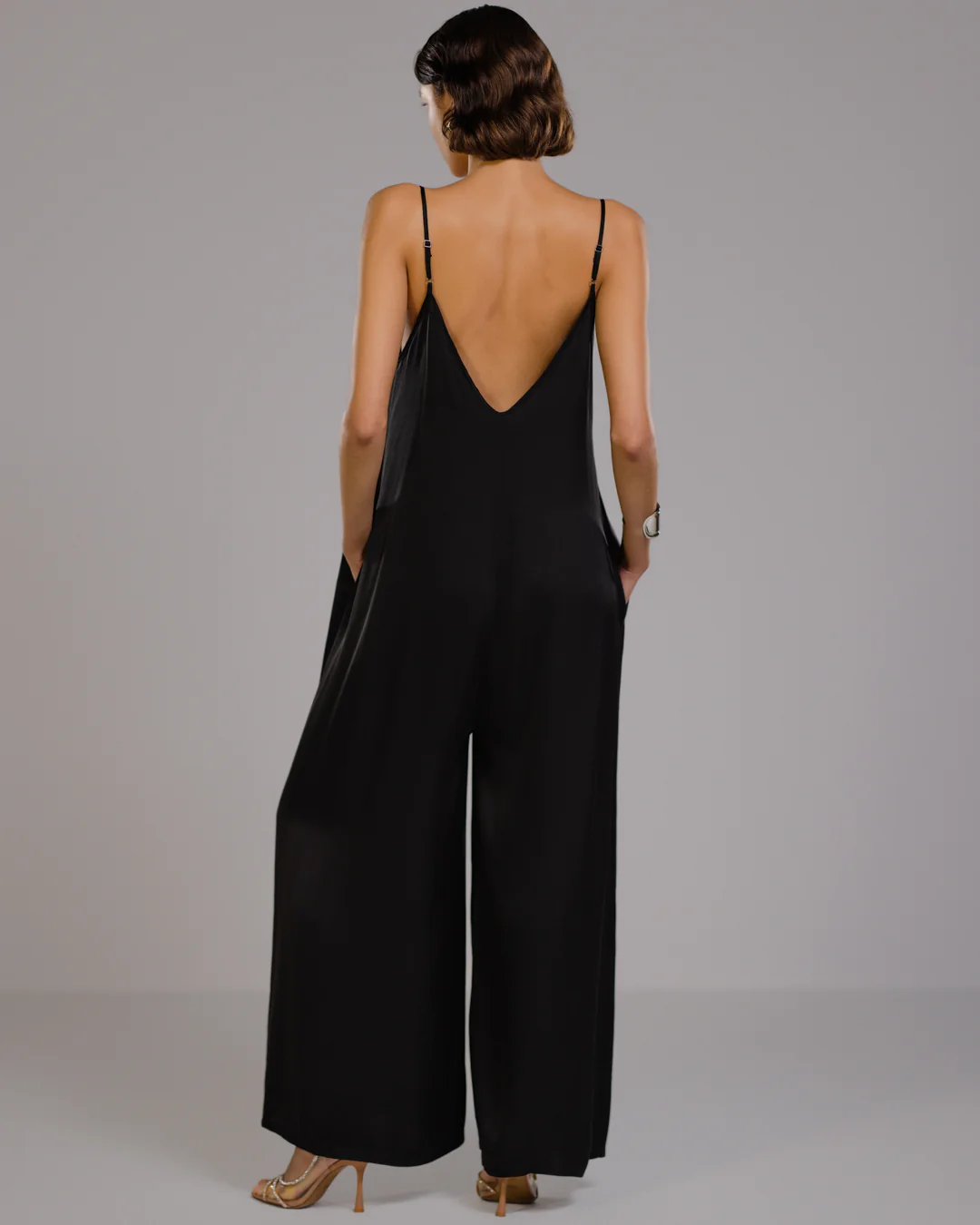 Audrey Satin Jumpsuit | Black - Image 8