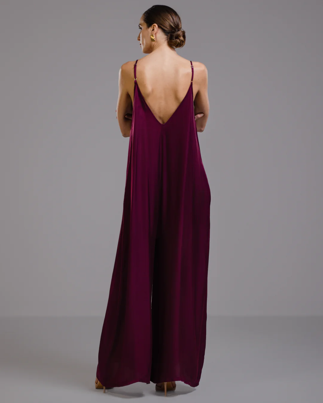 Audrey Satin Jumpsuit | Burgundy - Image 10