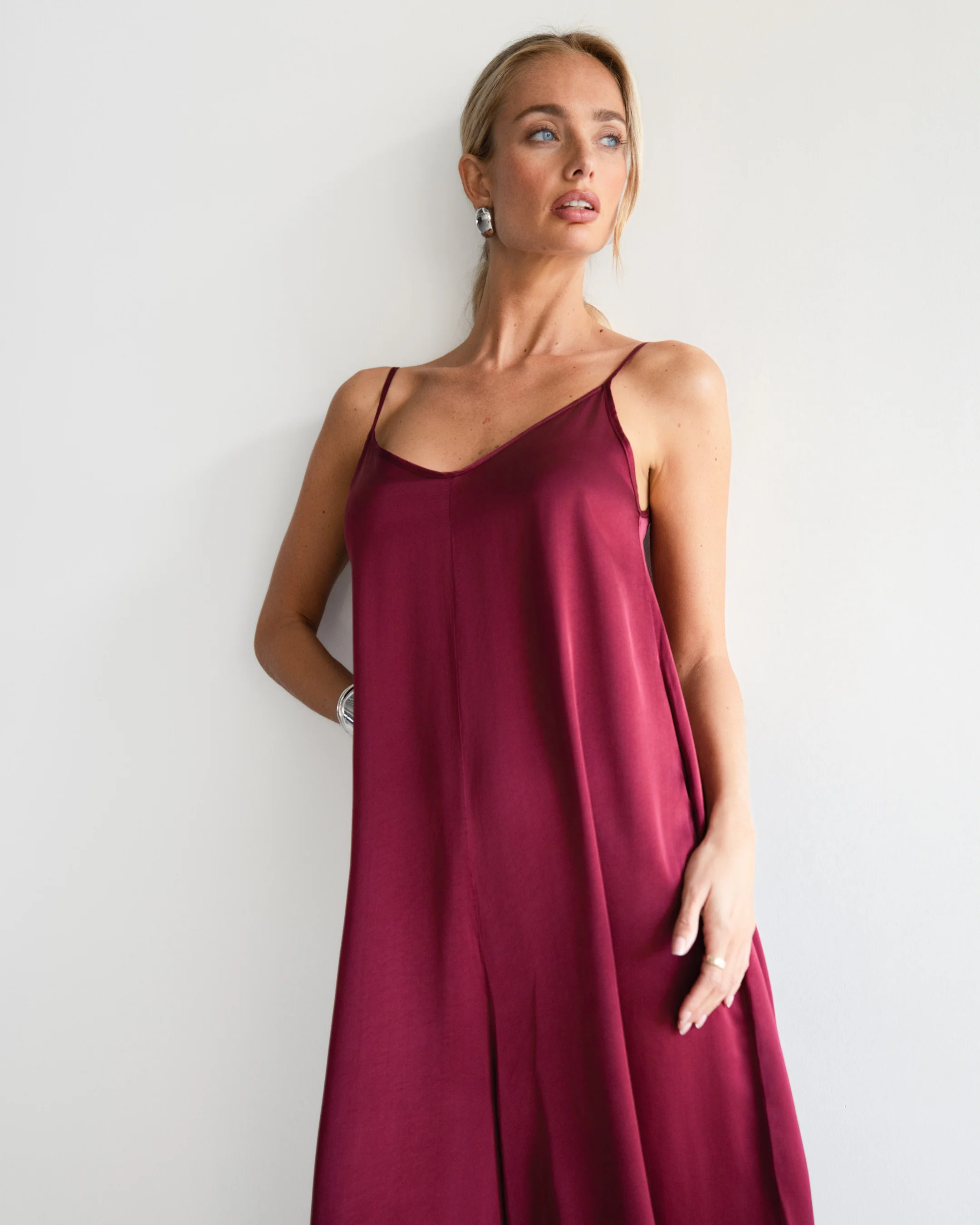 Audrey Satin Jumpsuit | Burgundy - Image 5