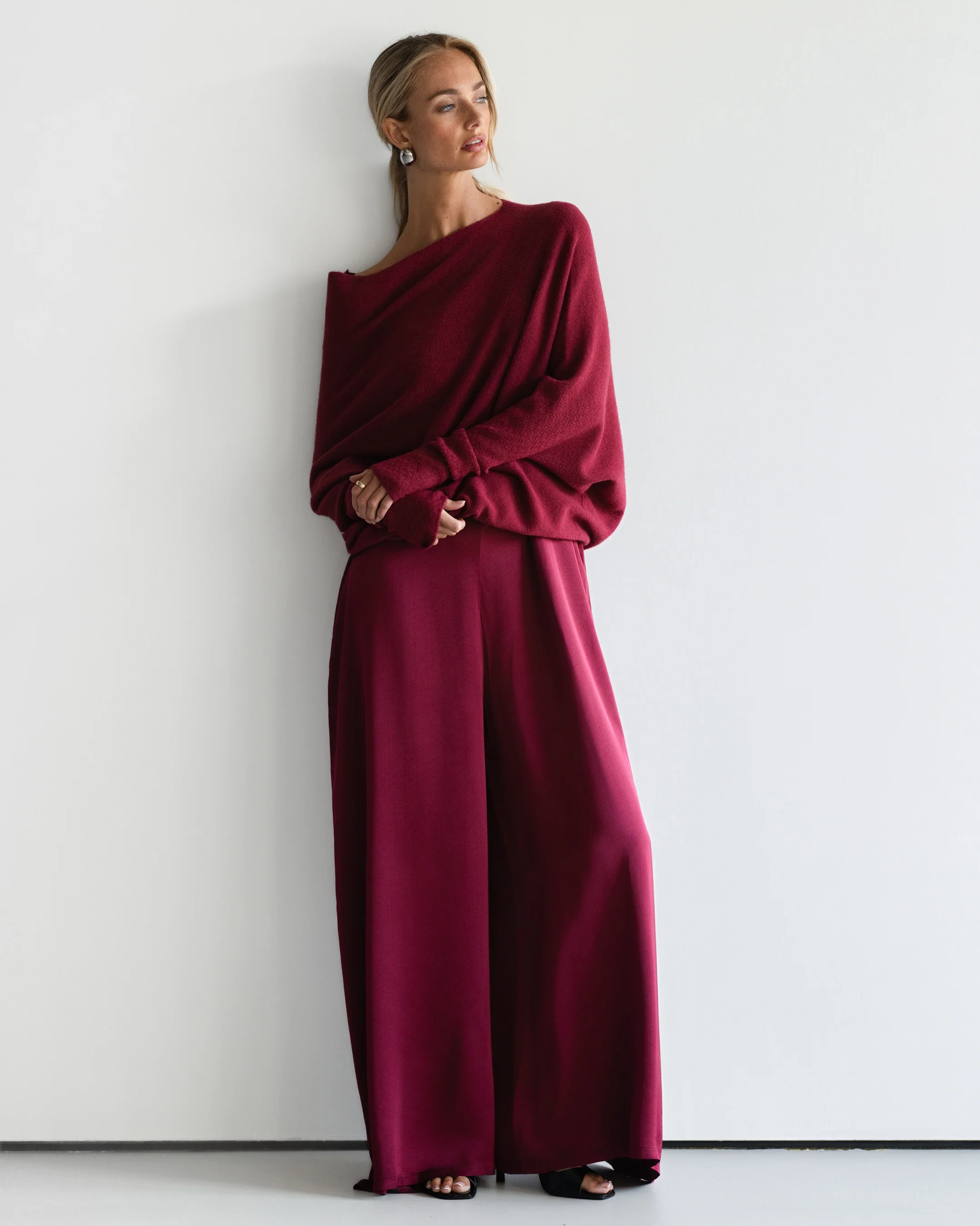 Audrey Satin Jumpsuit | Burgundy - Image 6