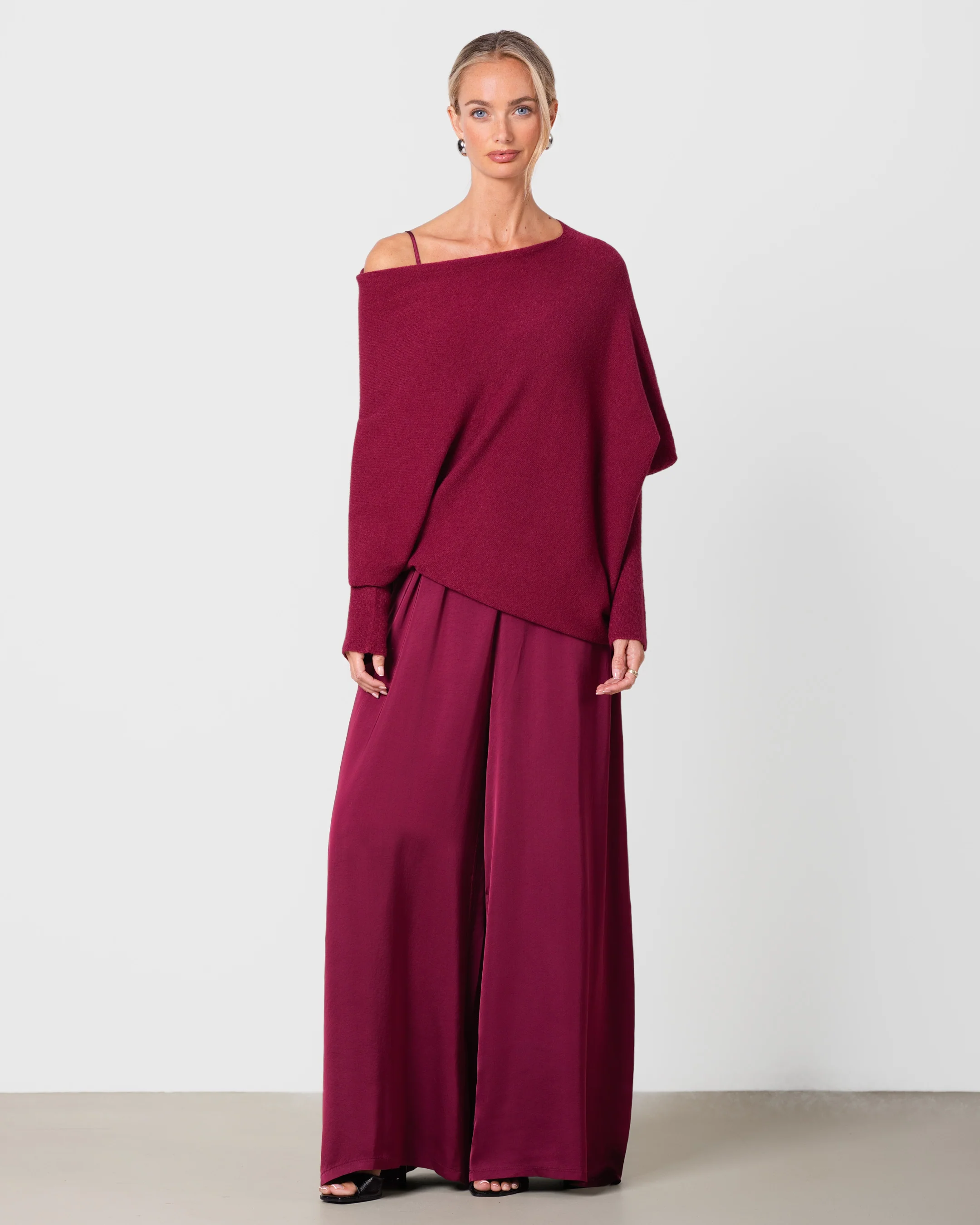 Audrey Satin Jumpsuit | Burgundy - Image 7