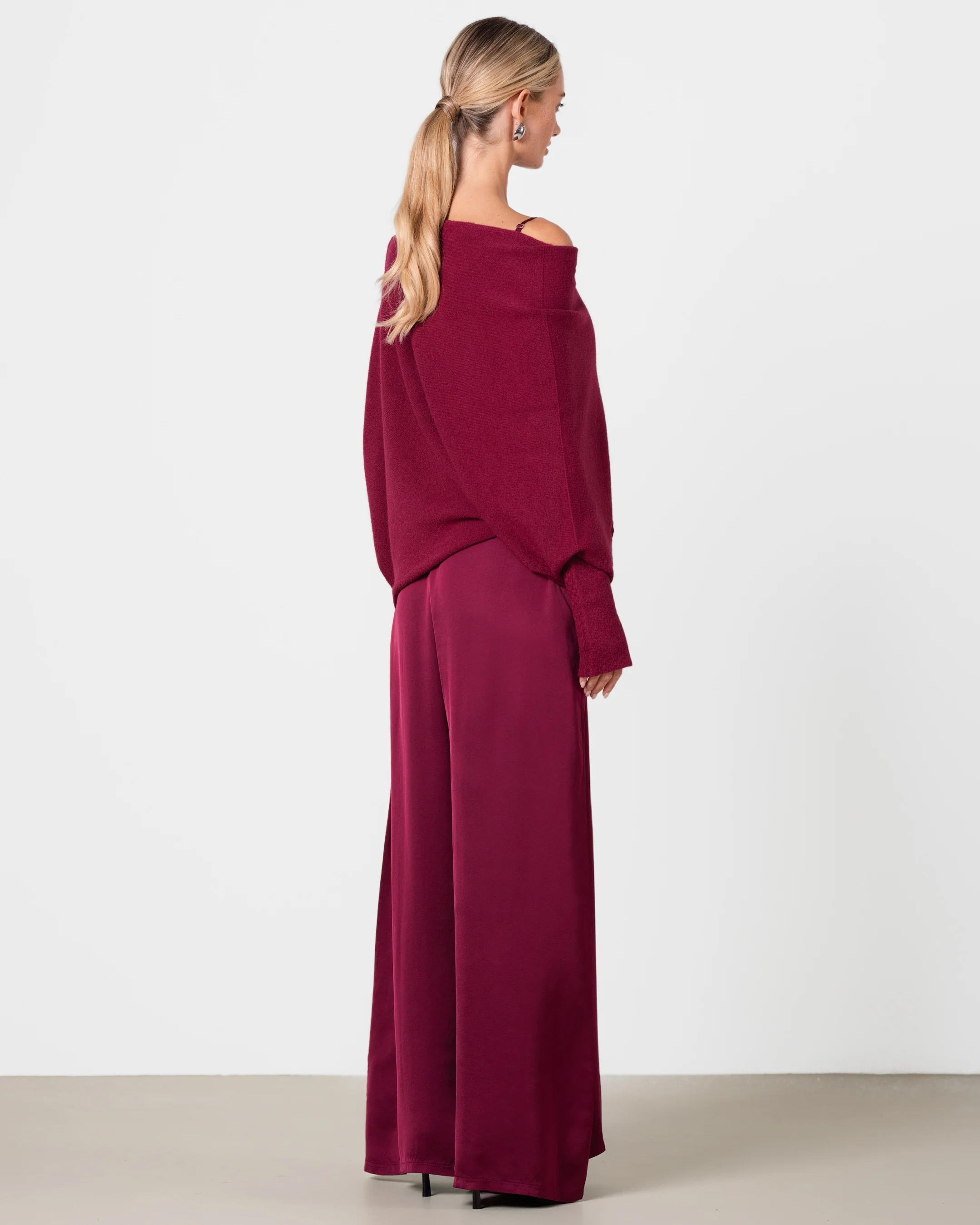 Audrey Satin Jumpsuit | Burgundy - Image 8