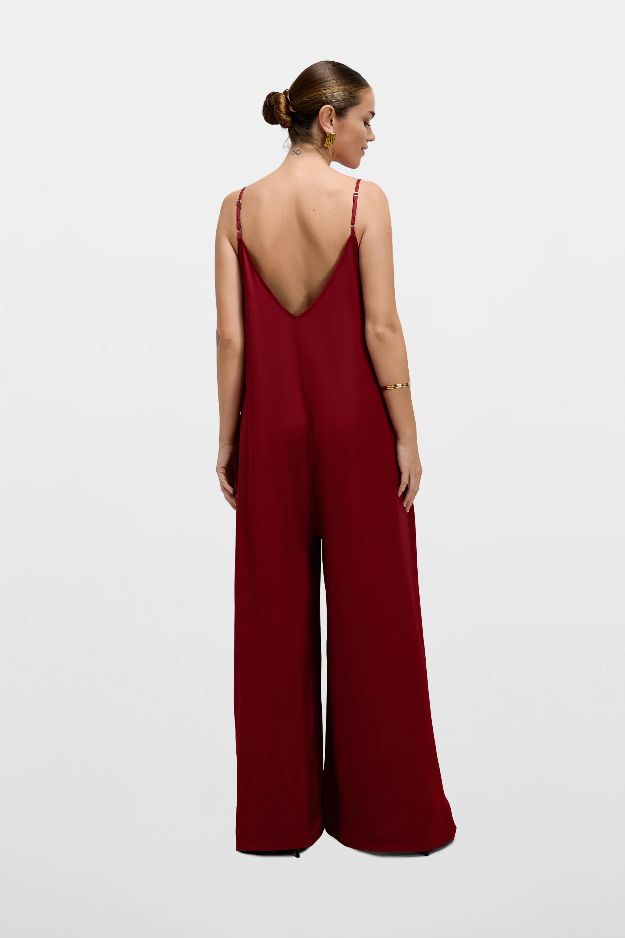 Audrey Satin Jumpsuit | Carmine Red - Image 2