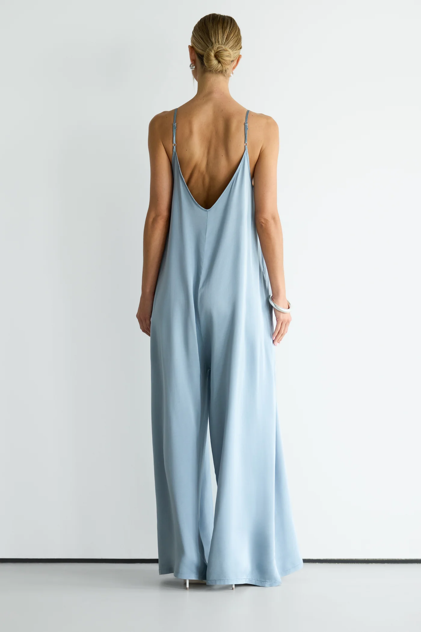 Audrey Satin Jumpsuit | Dusty Blue - Image 3