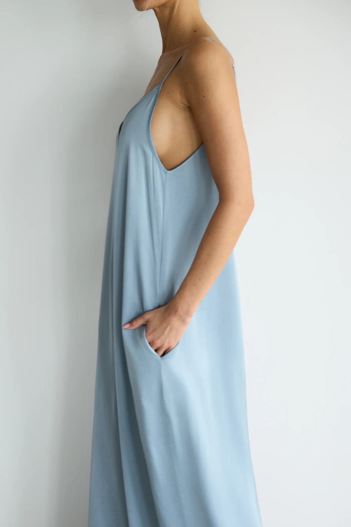 Audrey Satin Jumpsuit | Dusty Blue - Image 4