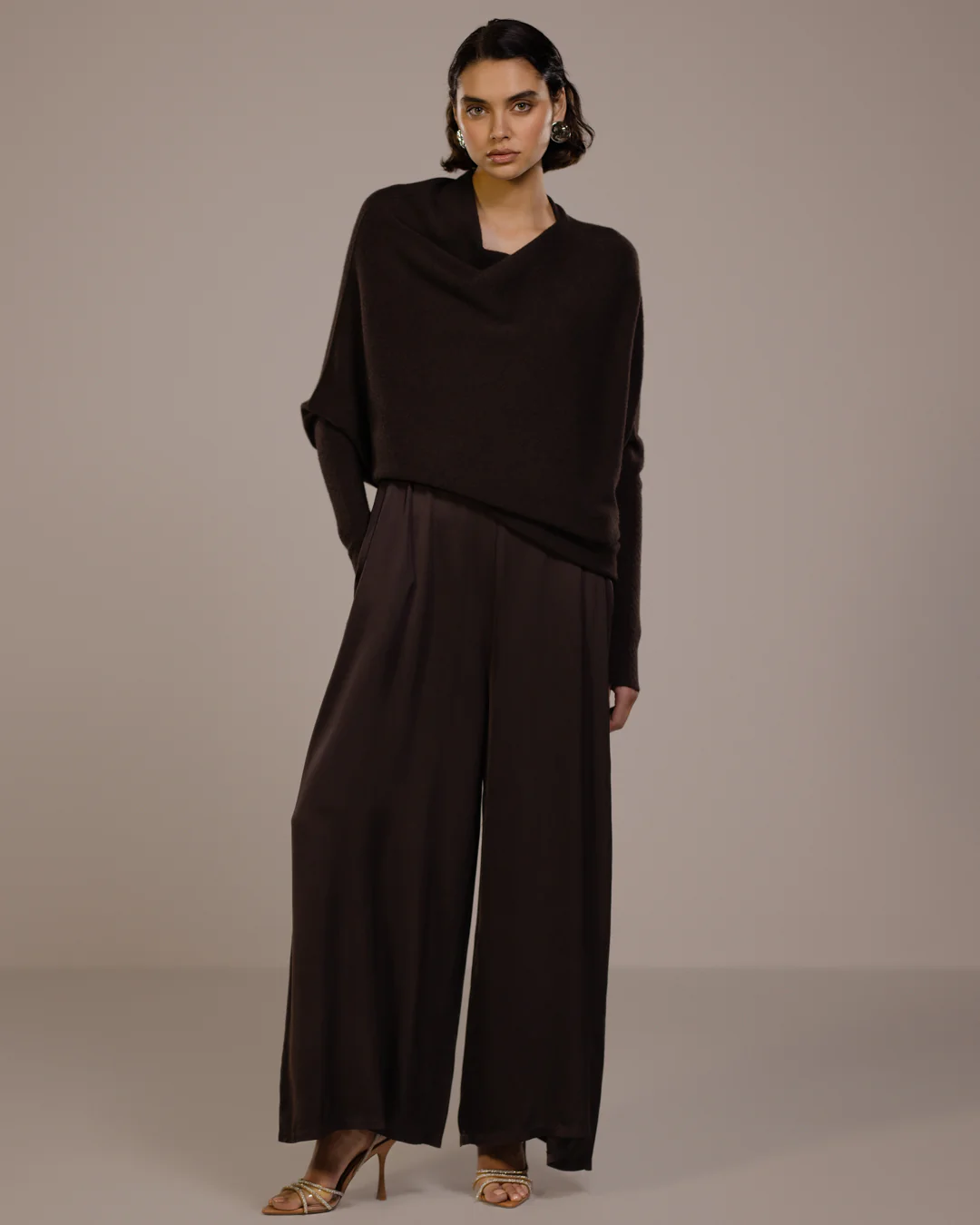 Audrey Satin Jumpsuit | Espresso Brown - Image 3