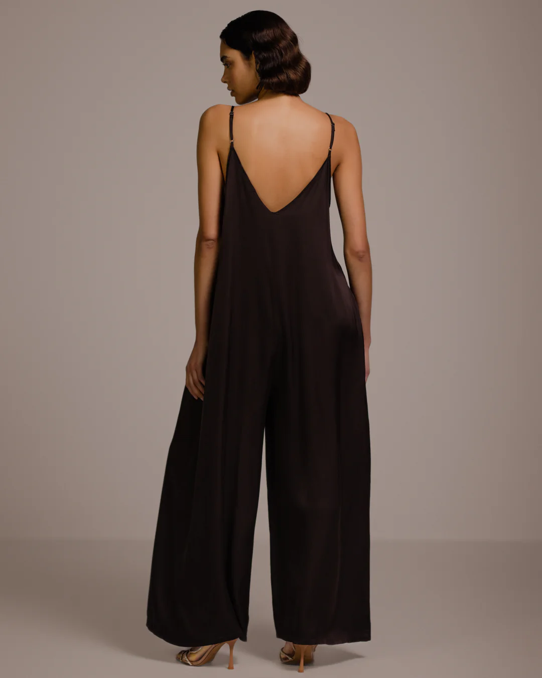 Audrey Satin Jumpsuit | Espresso Brown - Image 8