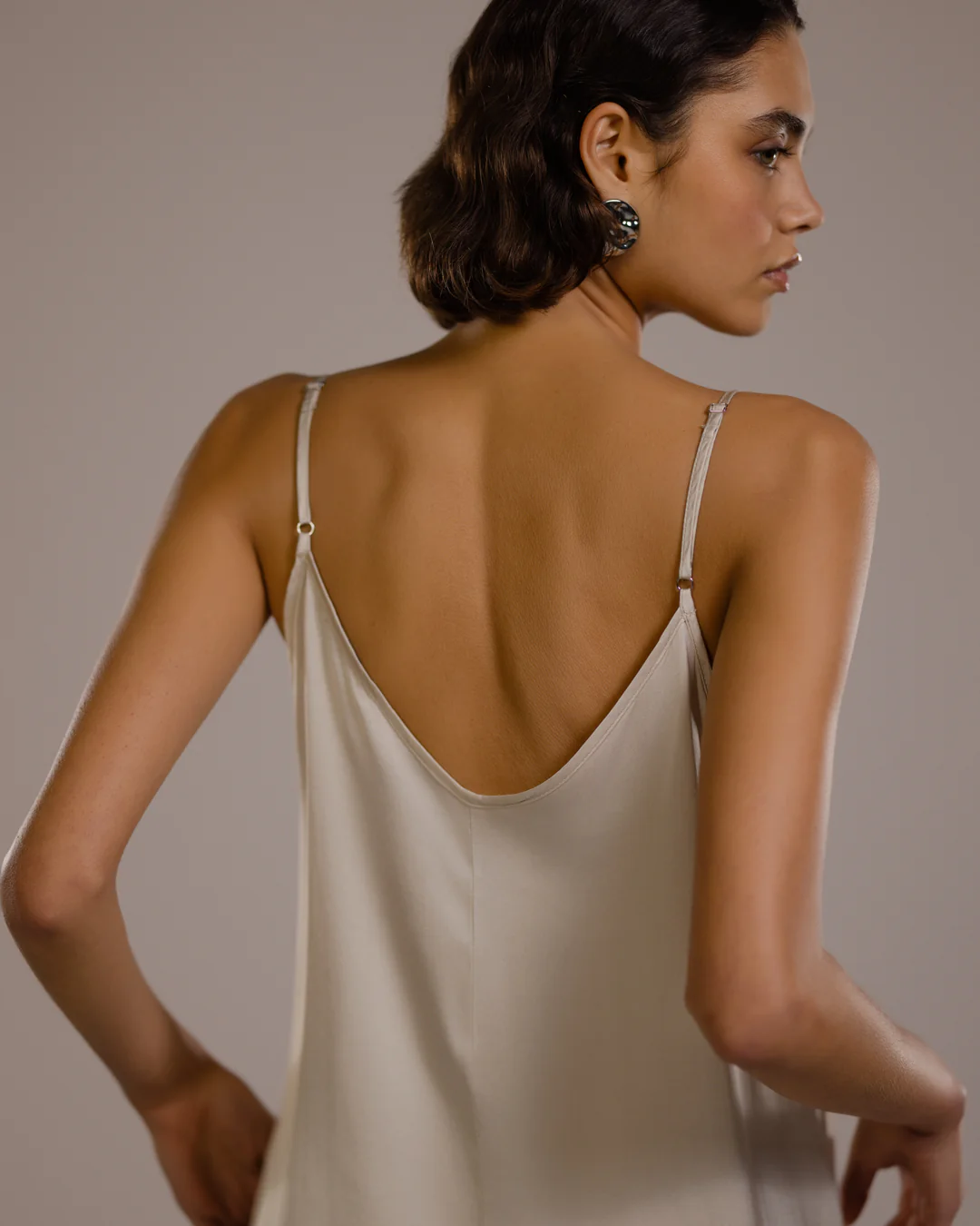 Audrey Satin Jumpsuit | Light Beige - Image 5
