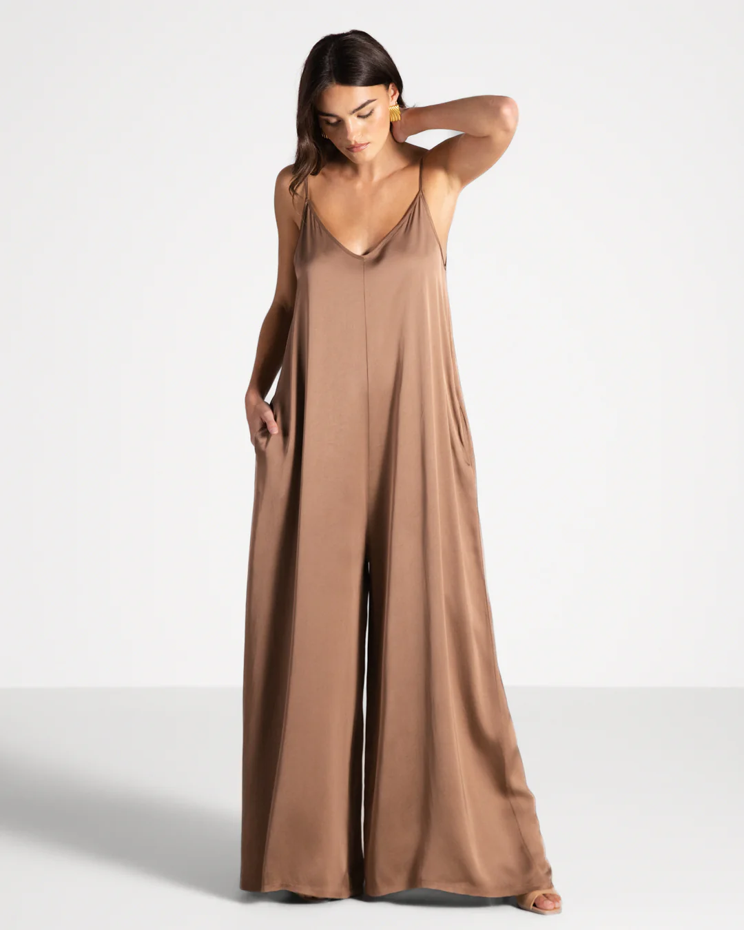 Audrey Satin Jumpsuit | Maple - Image 4