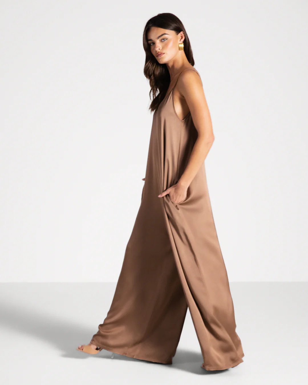 Audrey Satin Jumpsuit | Maple - Image 8