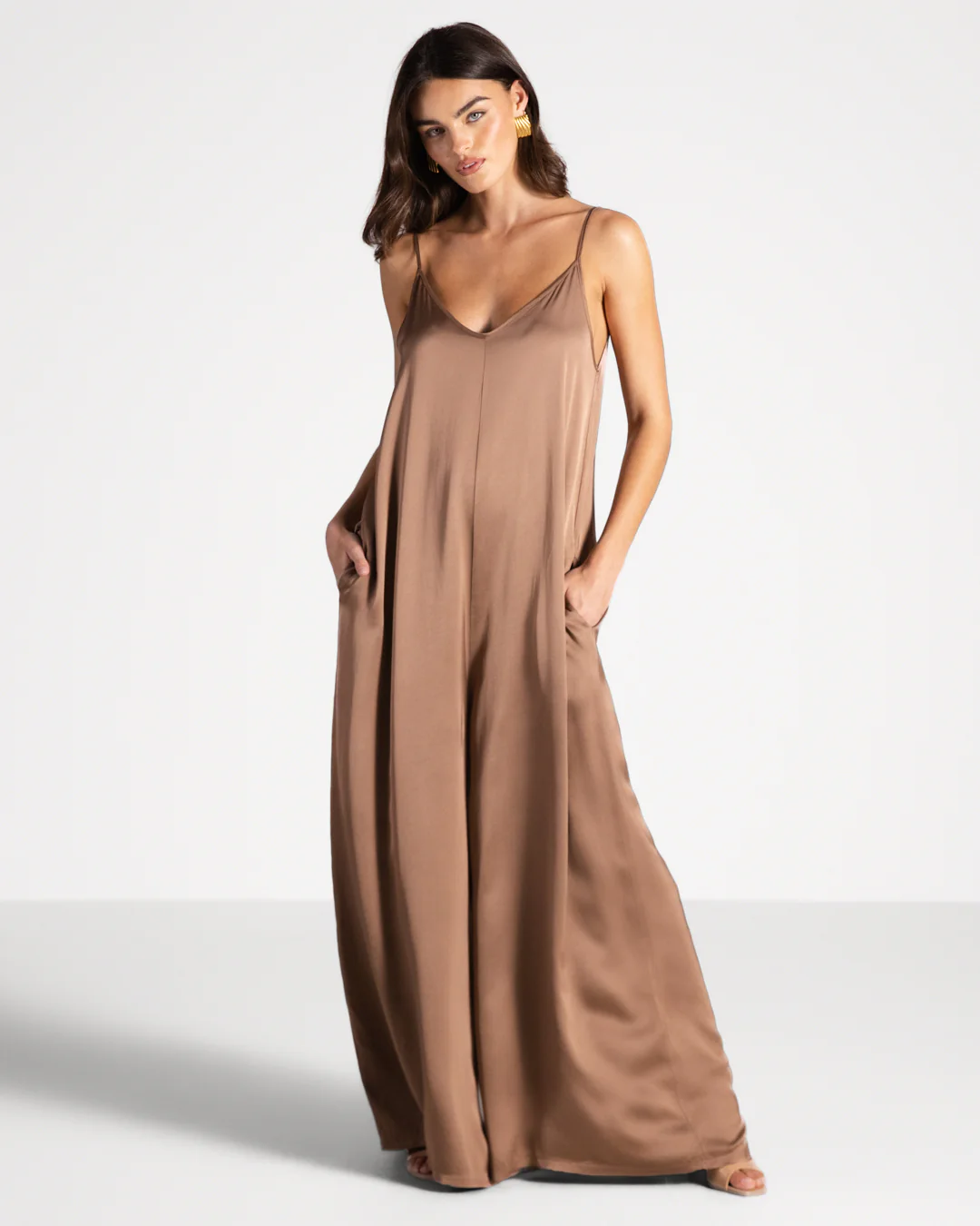 Audrey Satin Jumpsuit | Maple - Image 9