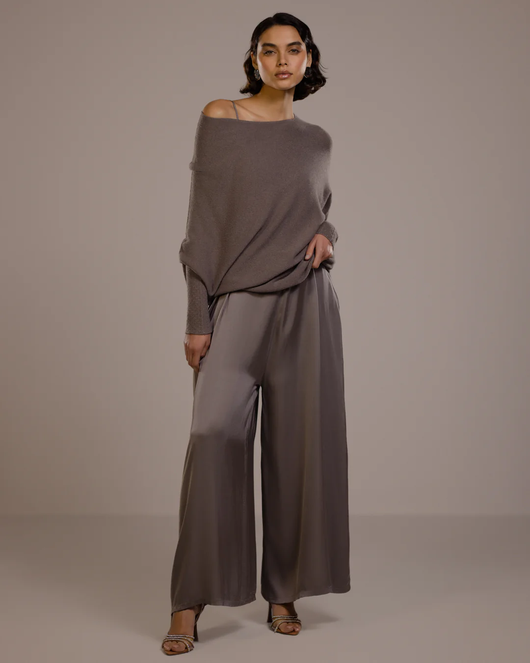 Audrey Satin Jumpsuit | Mink - Image 3
