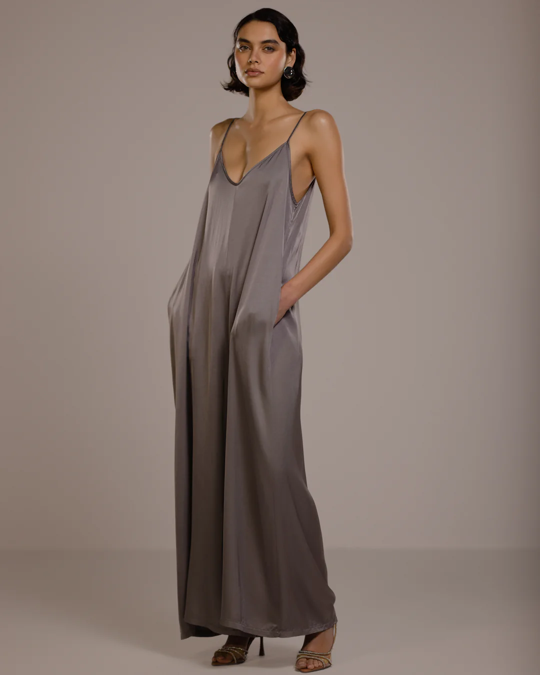 Audrey Satin Jumpsuit | Mink - Image 4