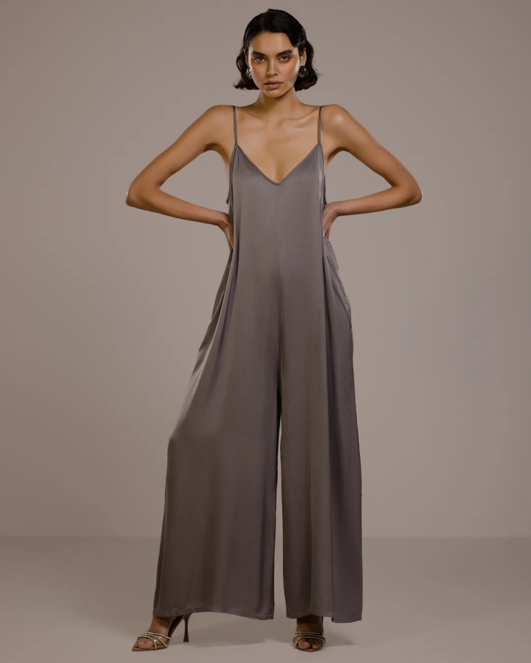 Audrey Satin Jumpsuit | Mink - Image 5