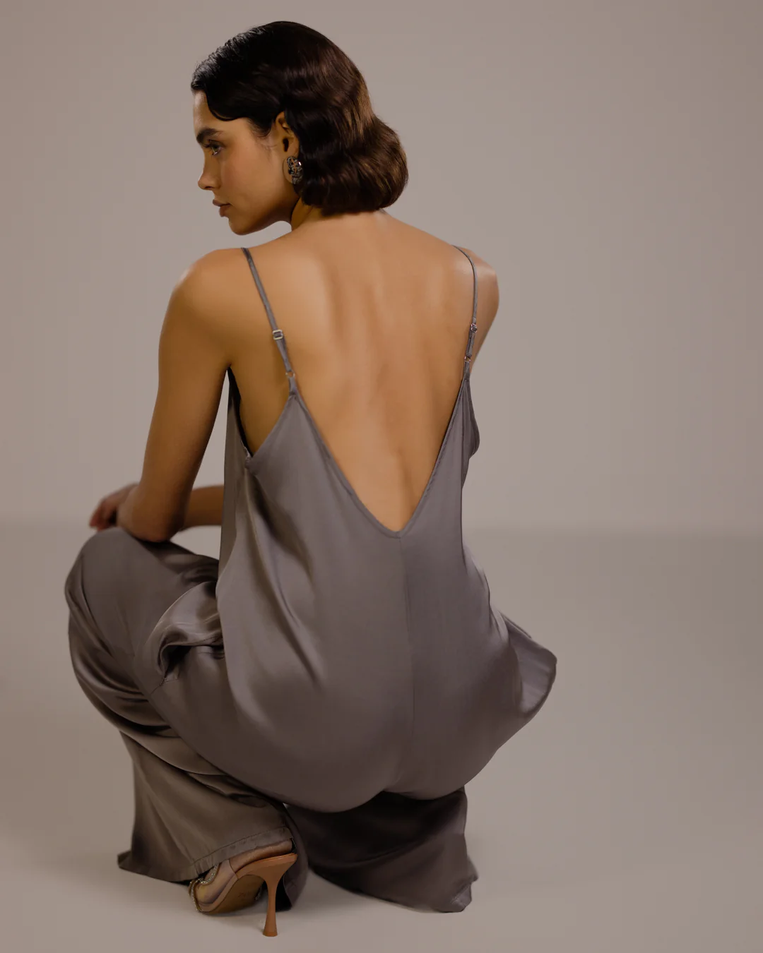 Audrey Satin Jumpsuit | Mink - Image 7