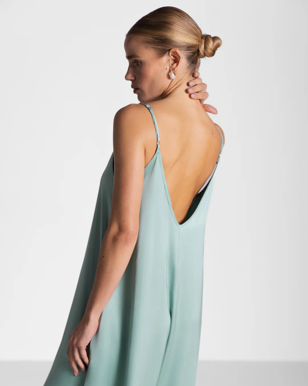 Audrey Satin Jumpsuit | Mint - Image 2