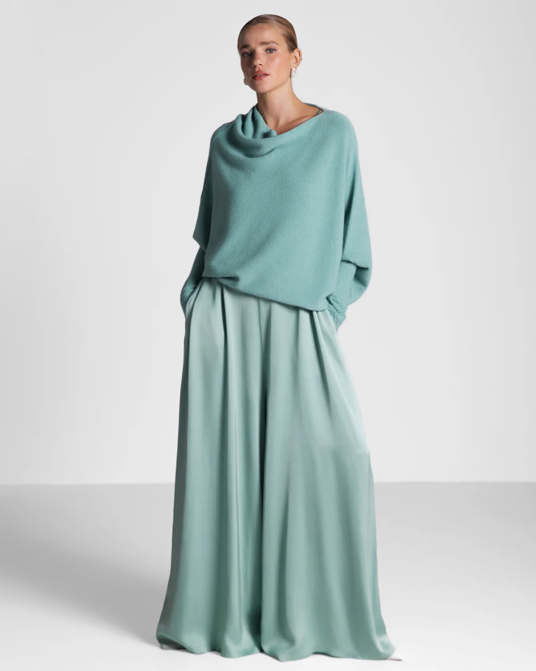 Audrey Satin Jumpsuit | Mint - Image 3
