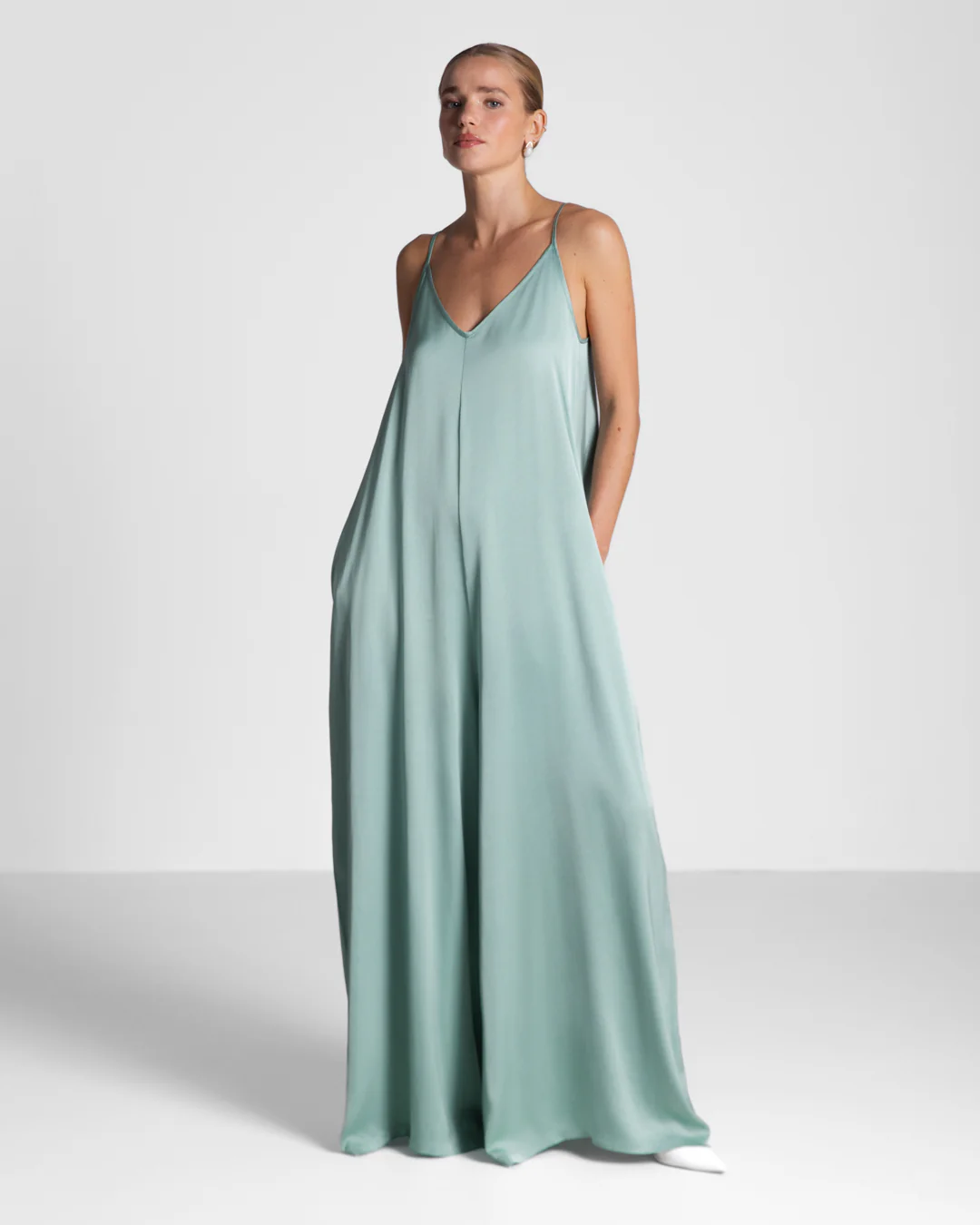 Audrey Satin Jumpsuit | Mint - Image 4