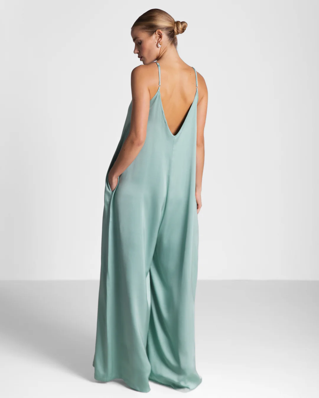 Audrey Satin Jumpsuit | Mint - Image 5