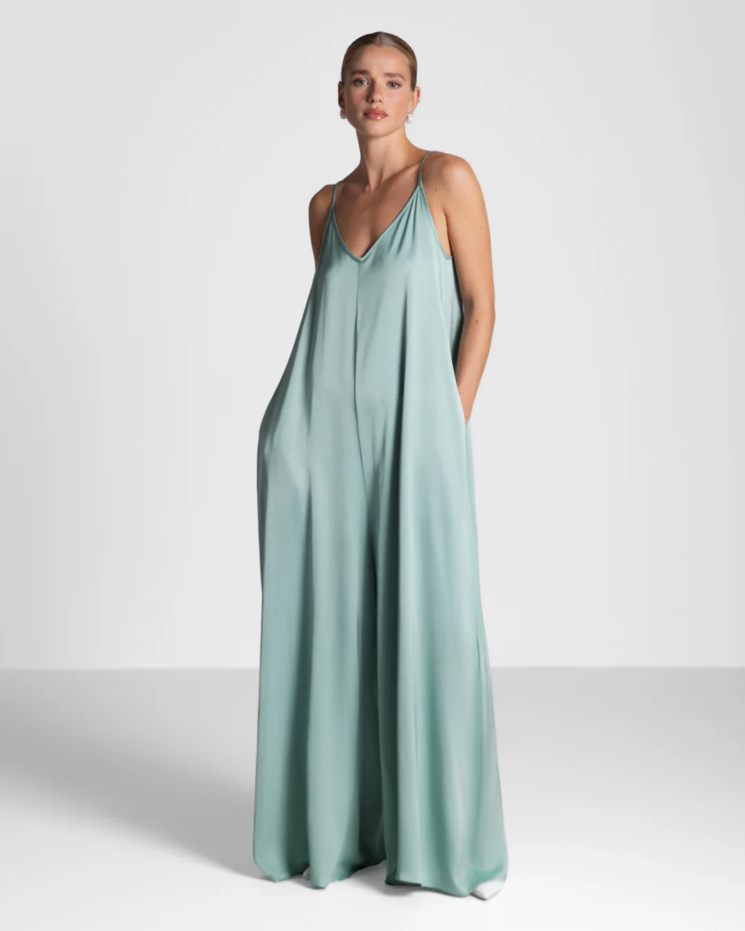 Audrey Satin Jumpsuit | Mint - Image 7