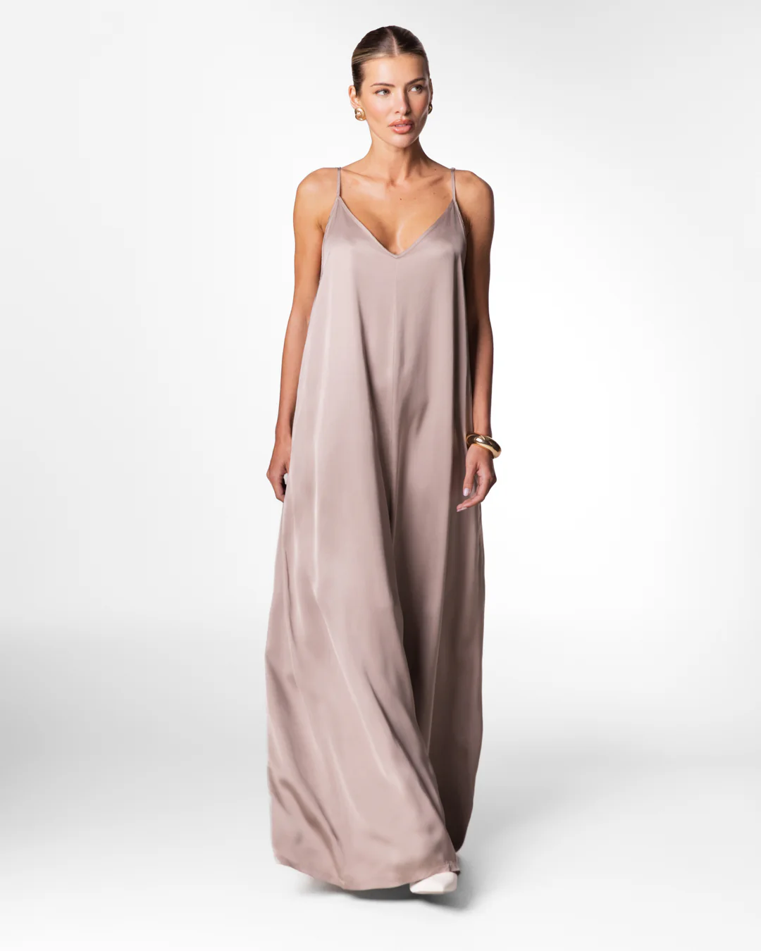 Audrey Satin Jumpsuit | Mocha - Image 3