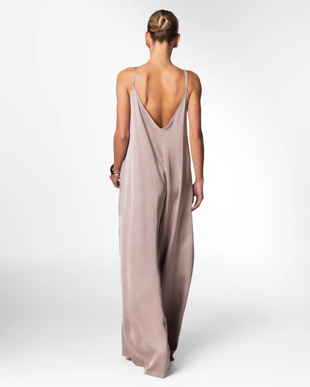 Audrey Satin Jumpsuit | Mocha - Image 4