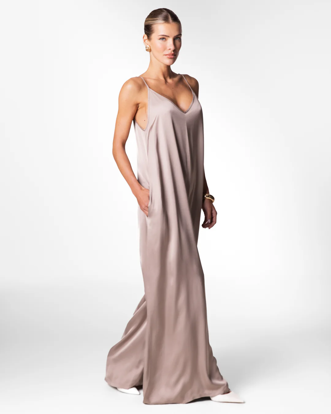 Audrey Satin Jumpsuit | Mocha - Image 6