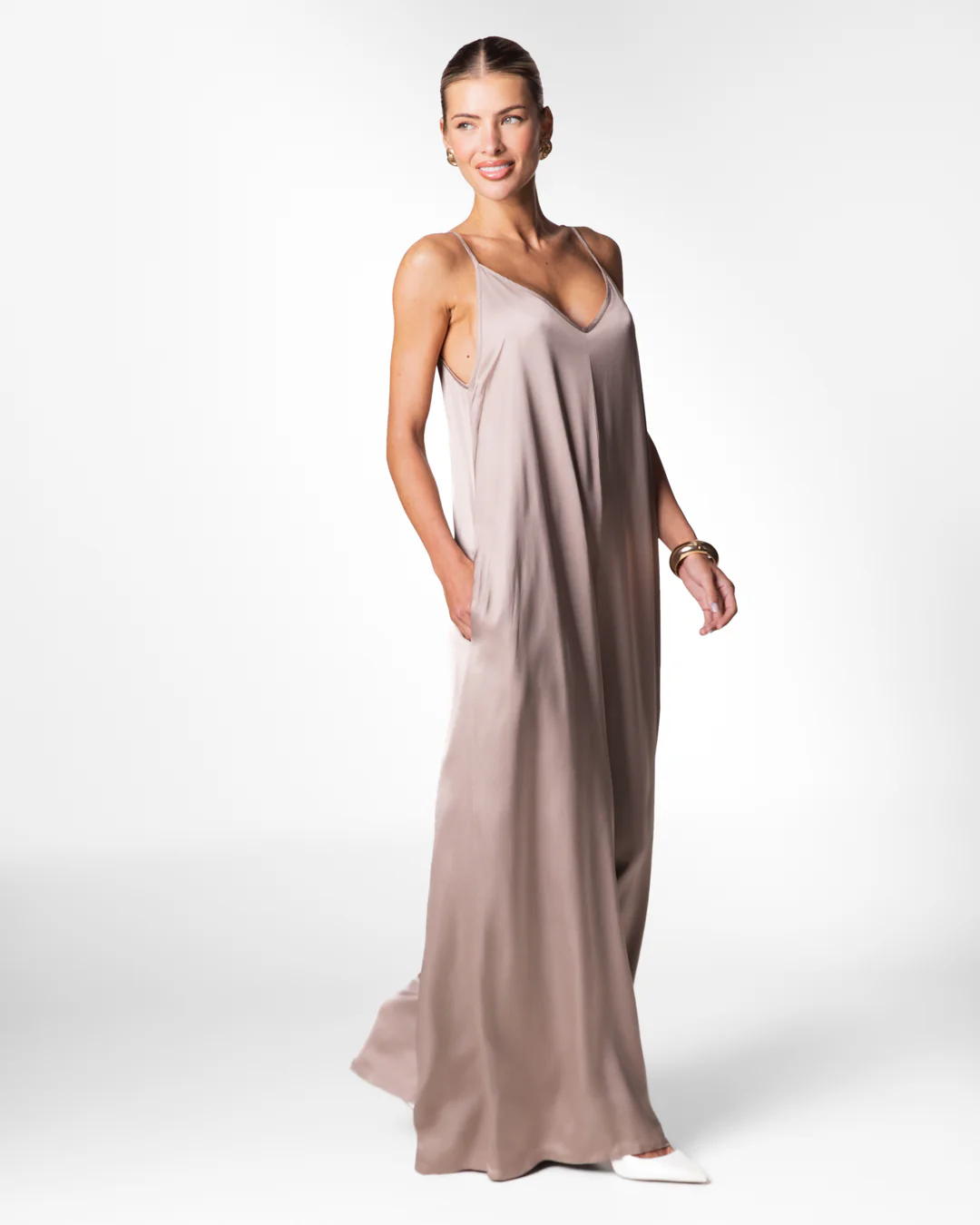 Audrey Satin Jumpsuit | Mocha - Image 8