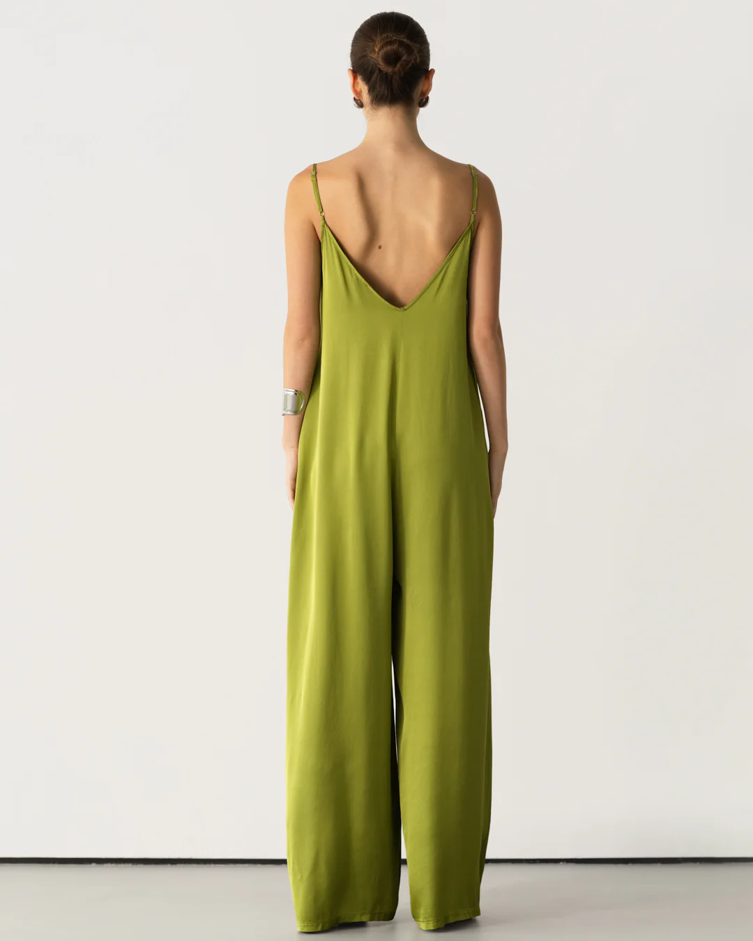 Audrey Satin Jumpsuit | Olive Green - Image 2