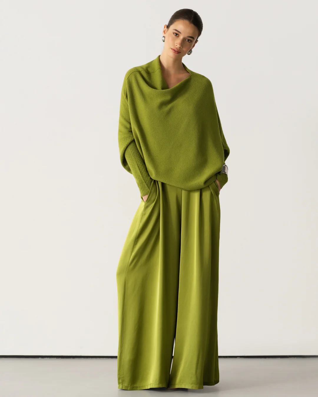 Audrey Satin Jumpsuit | Olive Green - Image 4