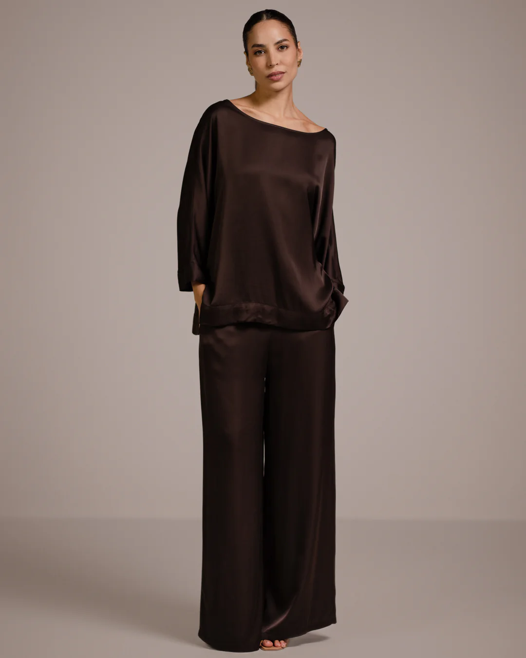 Aurelie Satin Top | Espresso Brown - Image 6