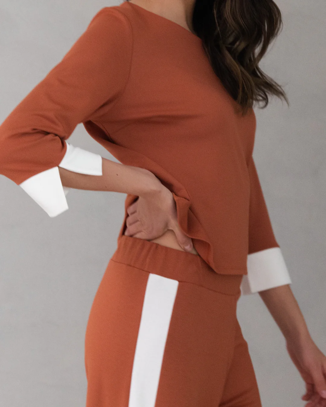 Bellamy Elastic Waist Trousers | Terracotta - Image 3