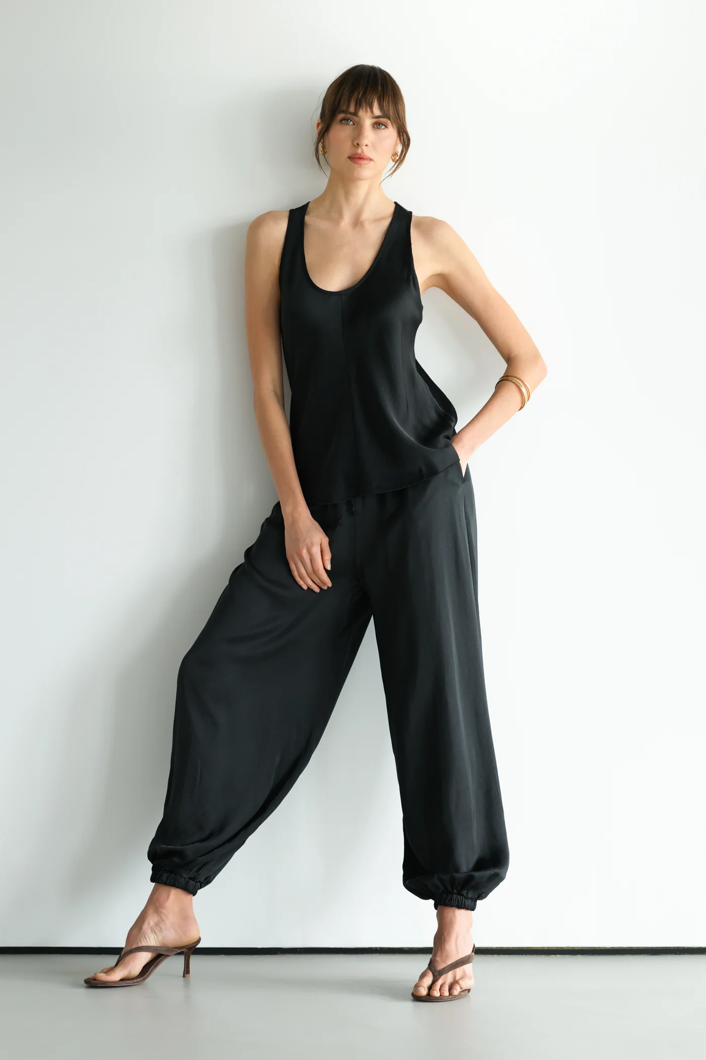 Demi Satin Vest Top | Black - Image 3