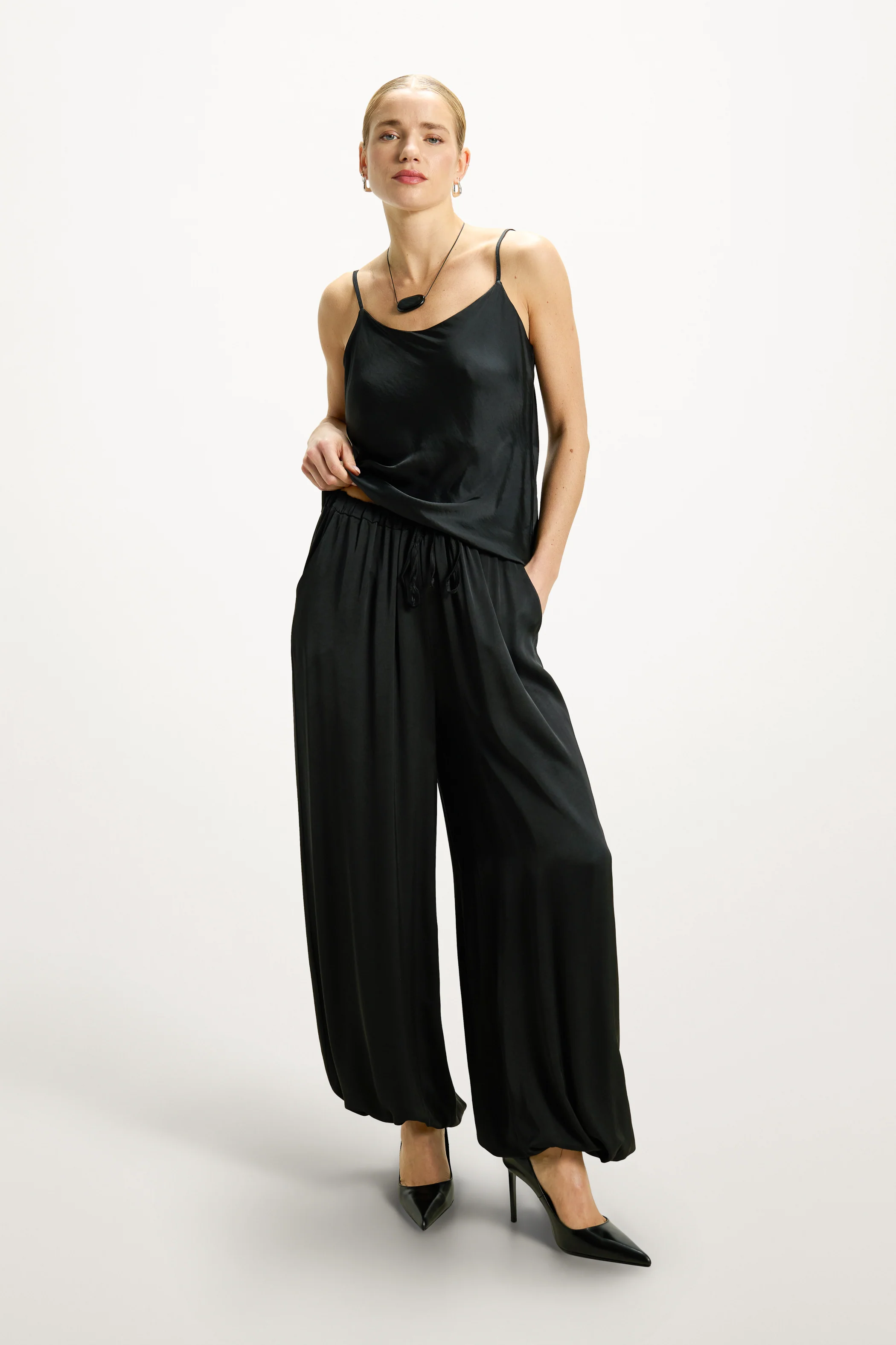 Belle Balloon Satin Trousers | Black - Image 3