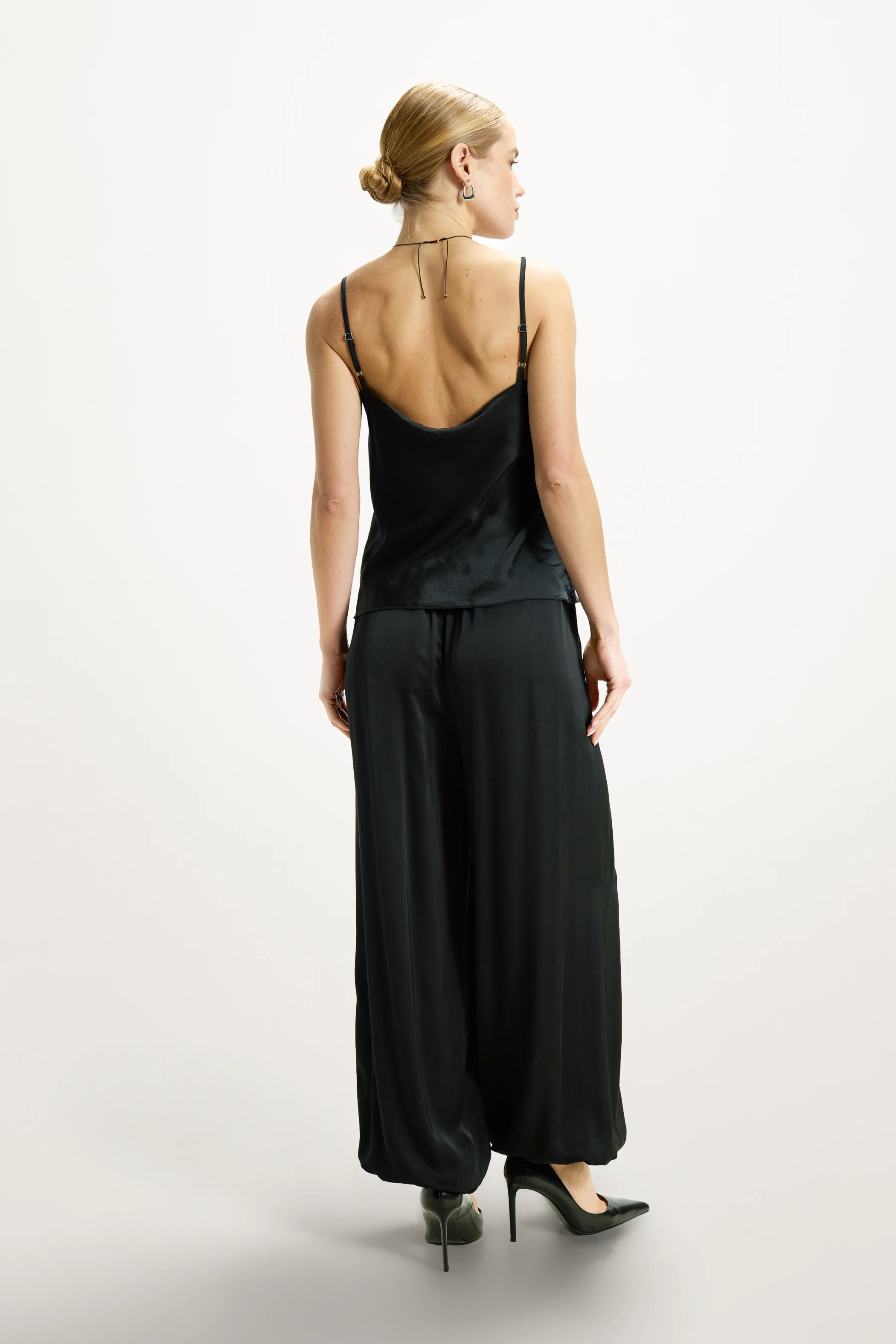 Belle Balloon Satin Trousers | Black - Image 5