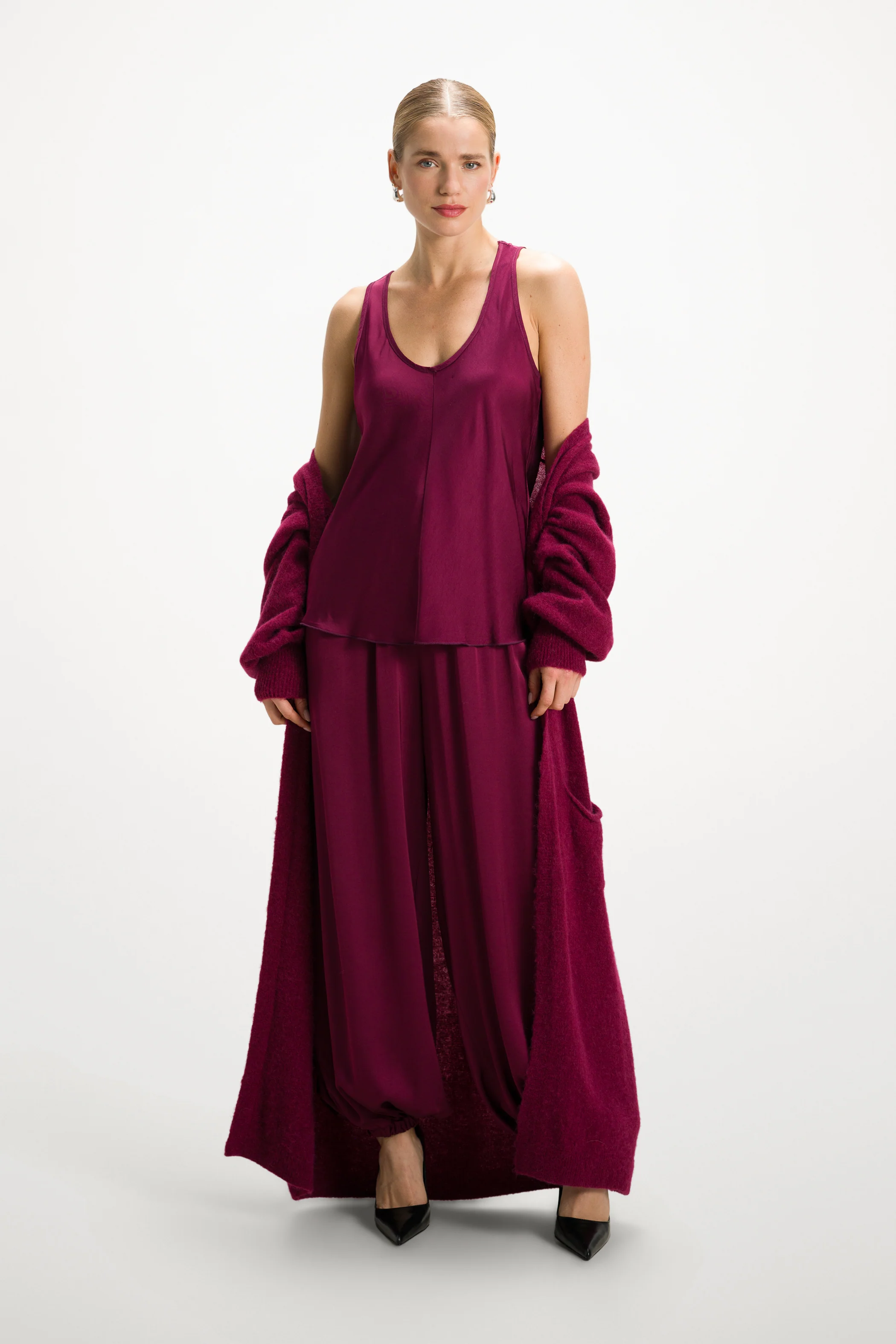 Demi Satin Vest Top | Burgundy - Image 6