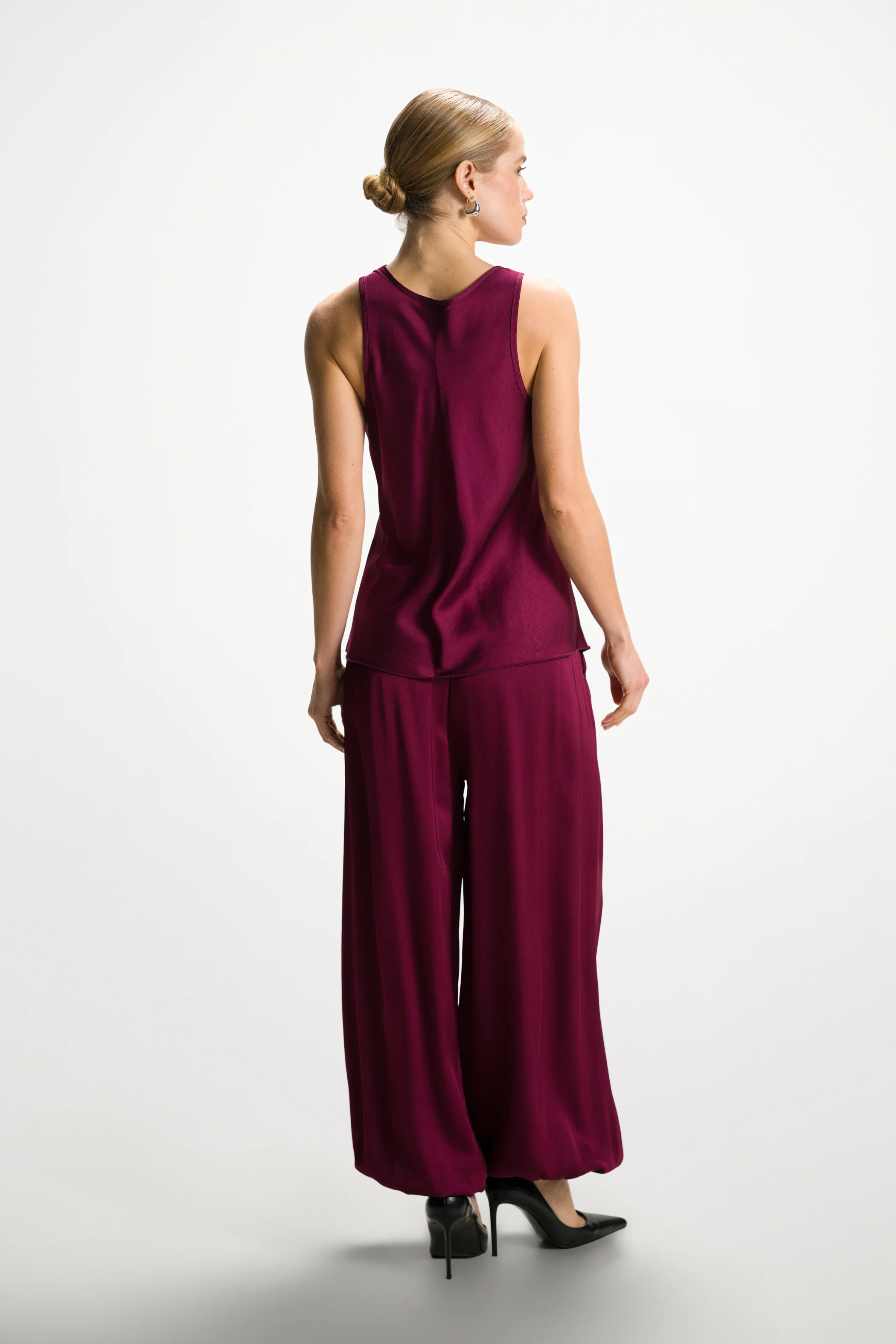 Demi Satin Vest Top | Burgundy - Image 5