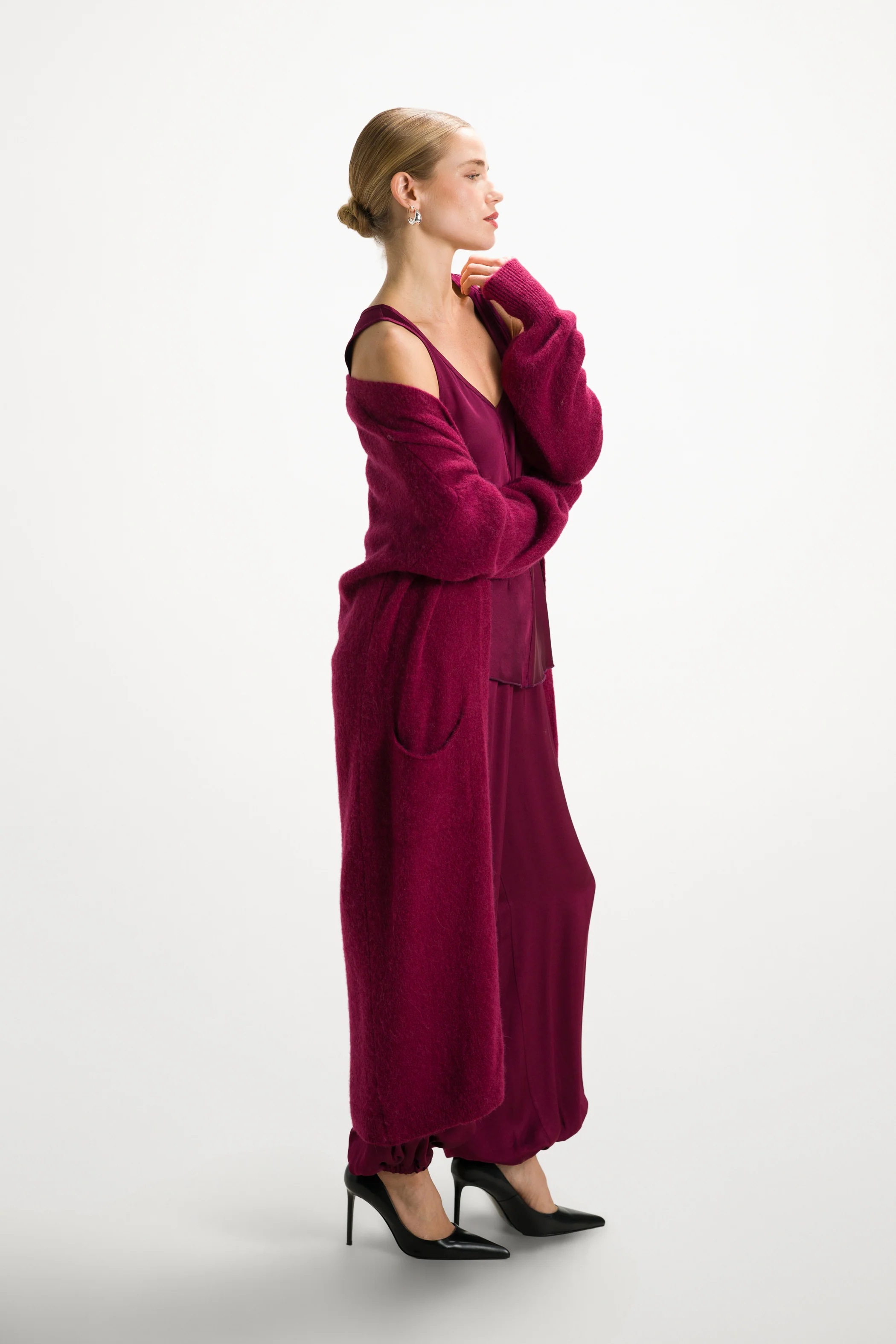 Yasmin Open Cardigan | Burgundy | Alpaca Blend - Image 4