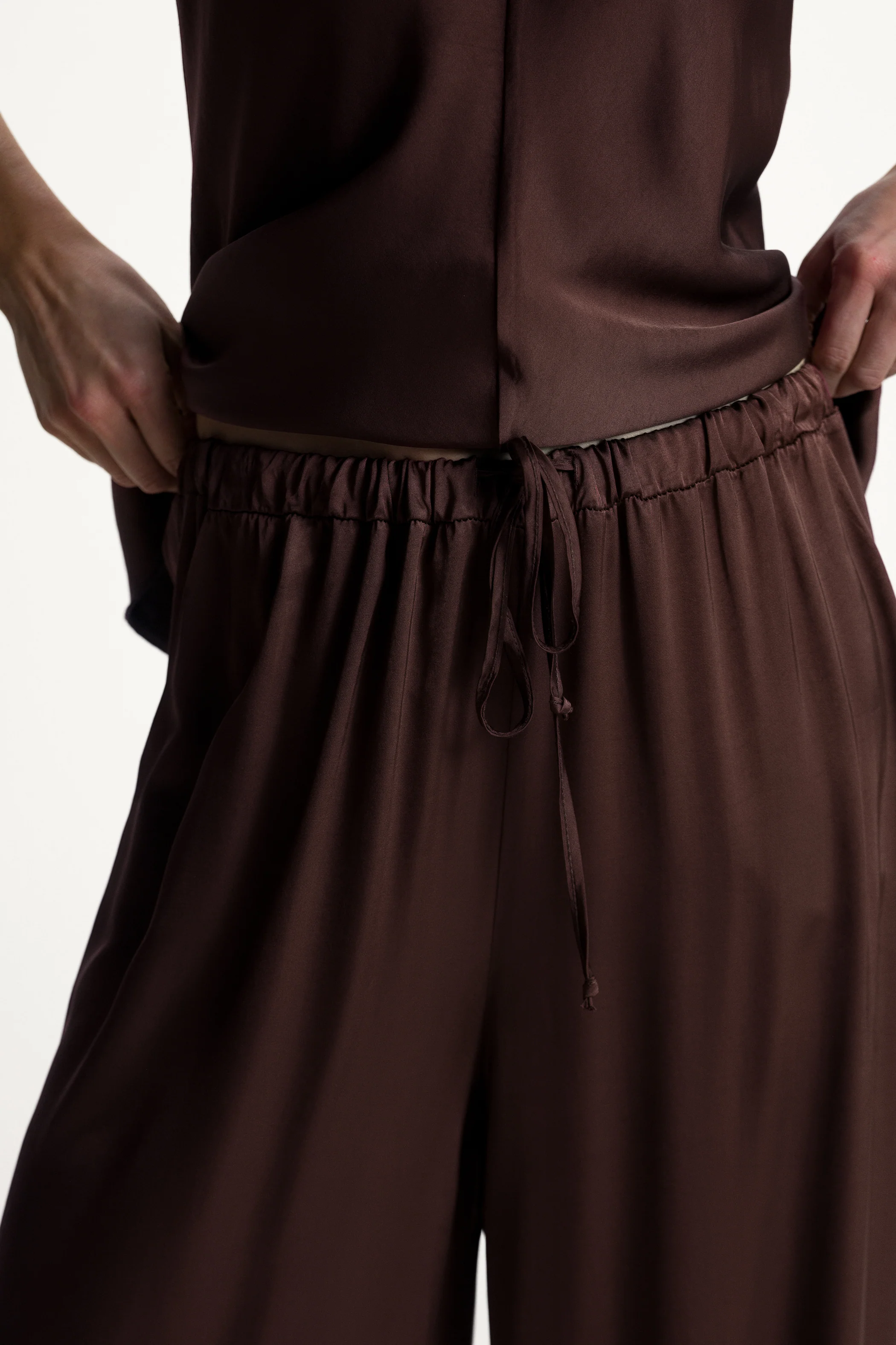Belle Balloon Satin Trousers | Espresso Brown - Image 2