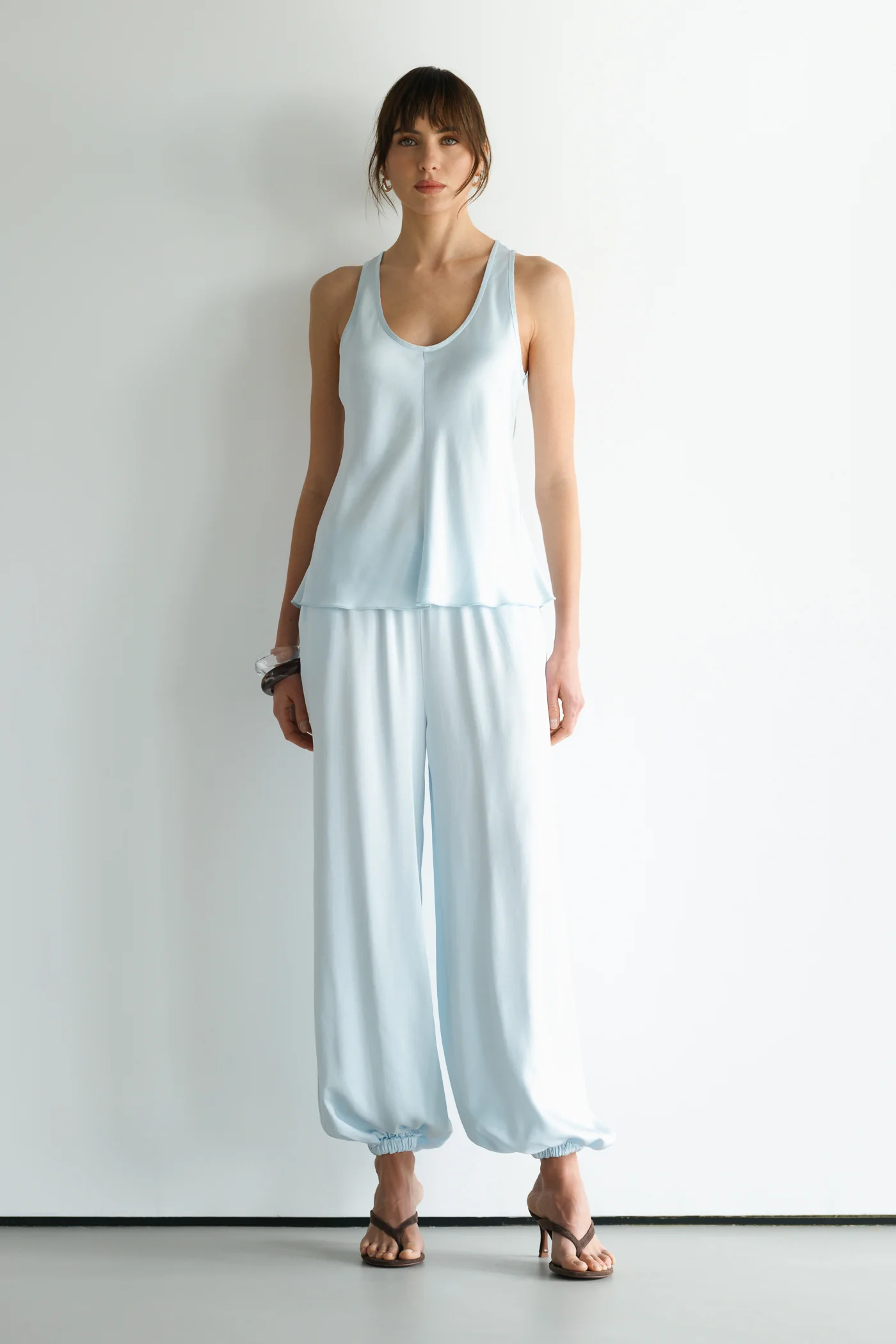 Belle Balloon Satin Trousers | Glacier - Image 8