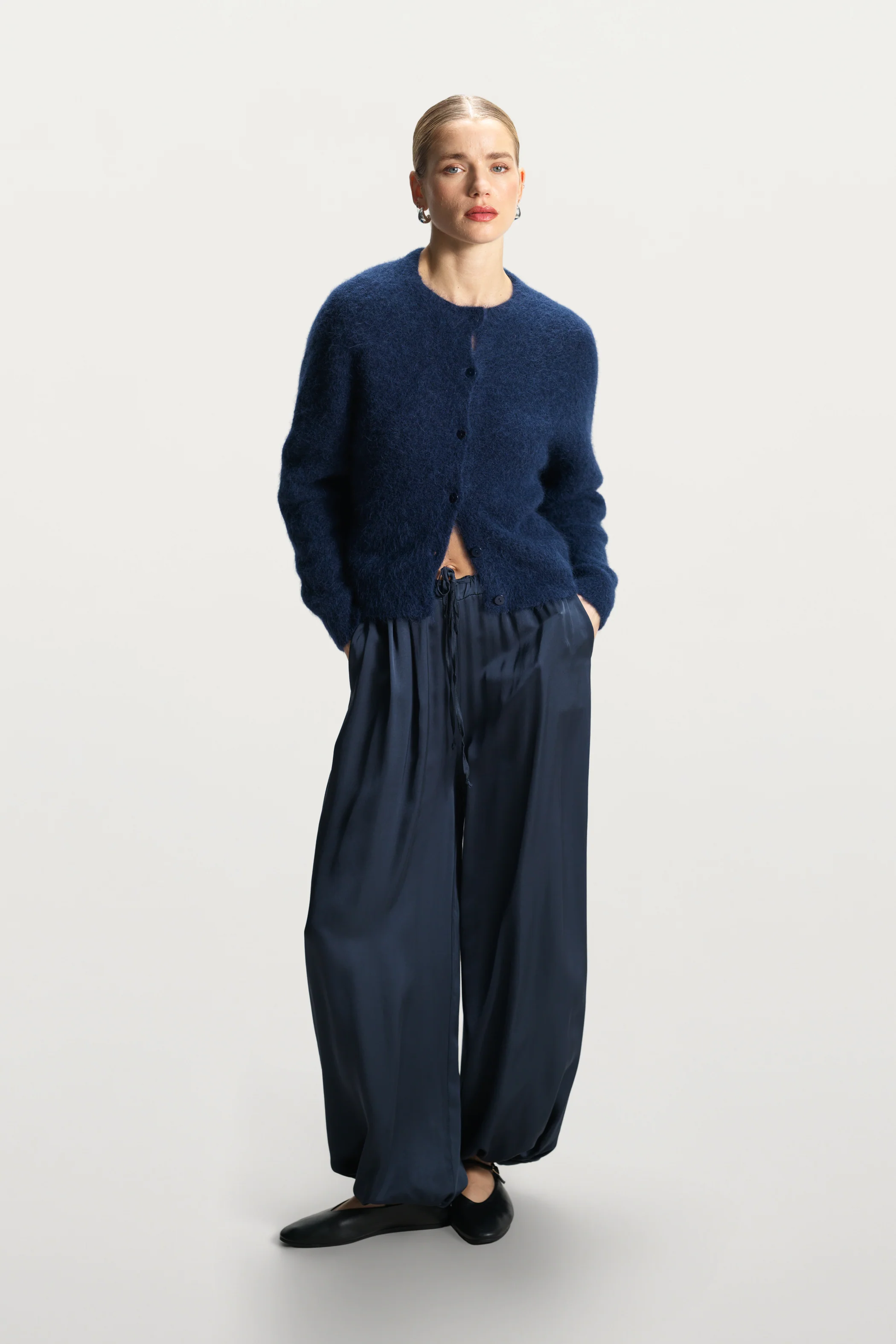 Belle Balloon Satin Trousers | Ink - Image 3