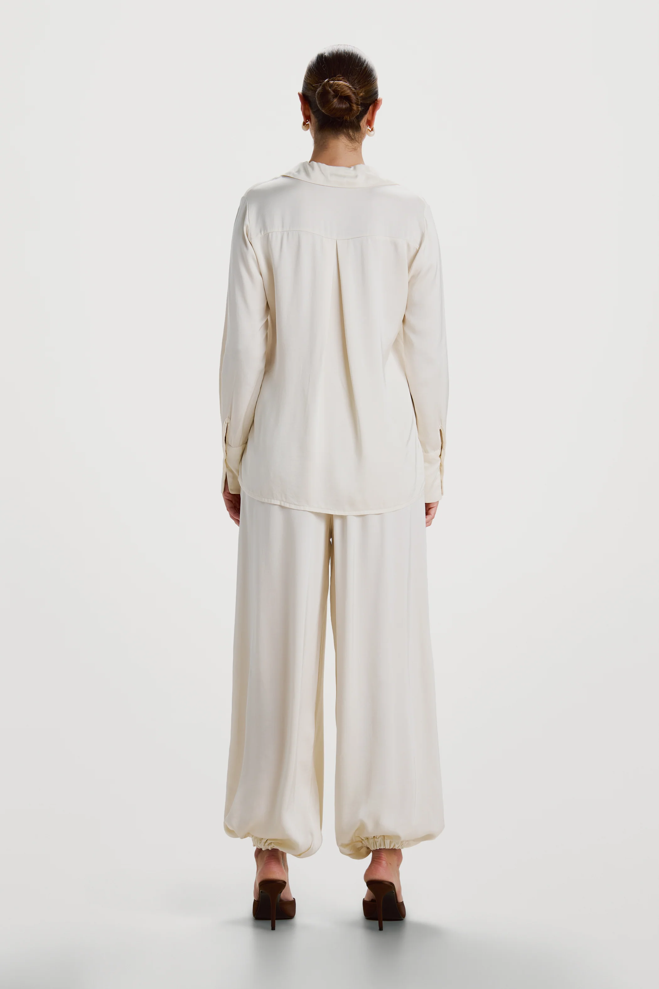 Belle Balloon Satin Trousers | Ivory - Image 6