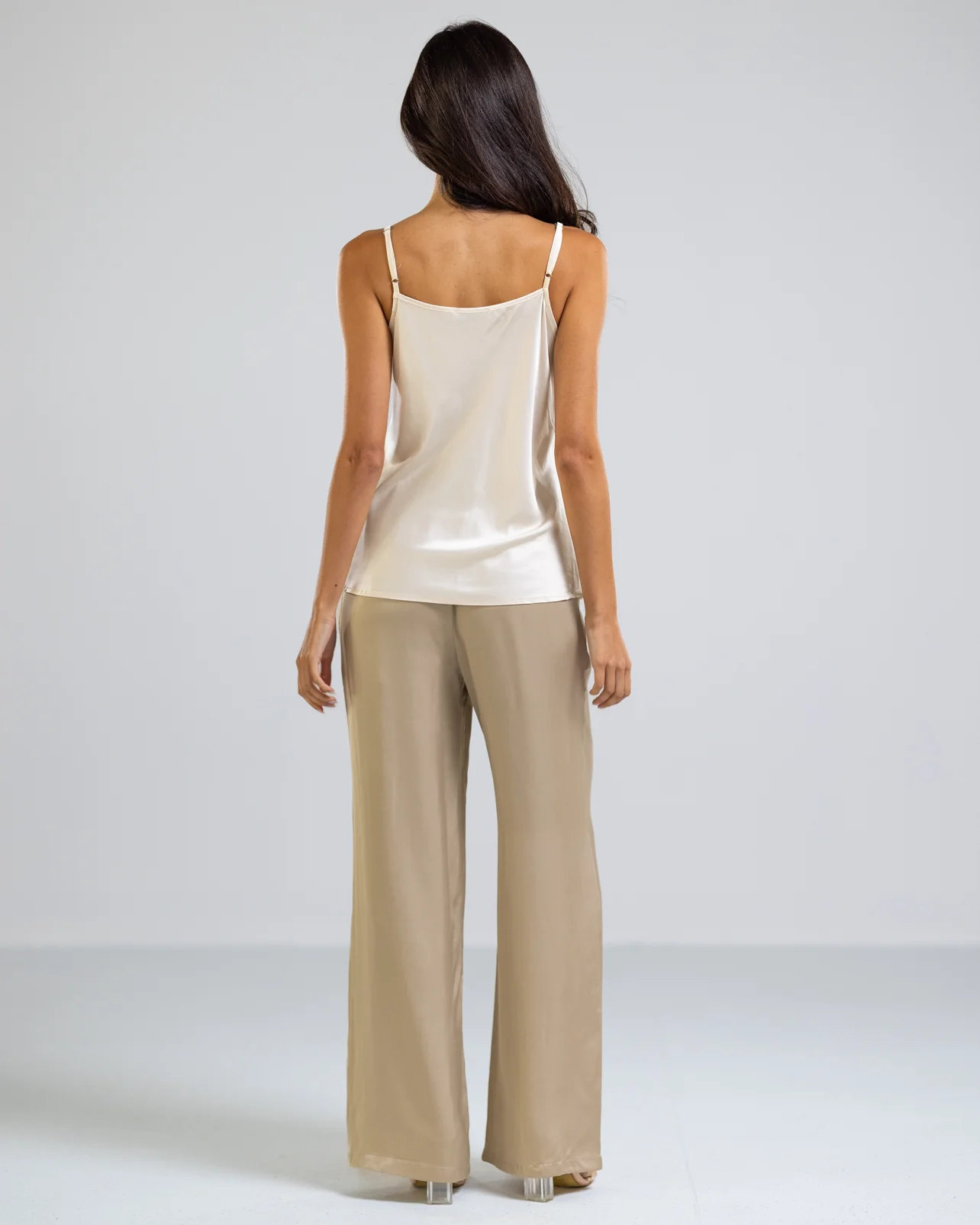 Bianca Satin Trousers | Beige - Image 3