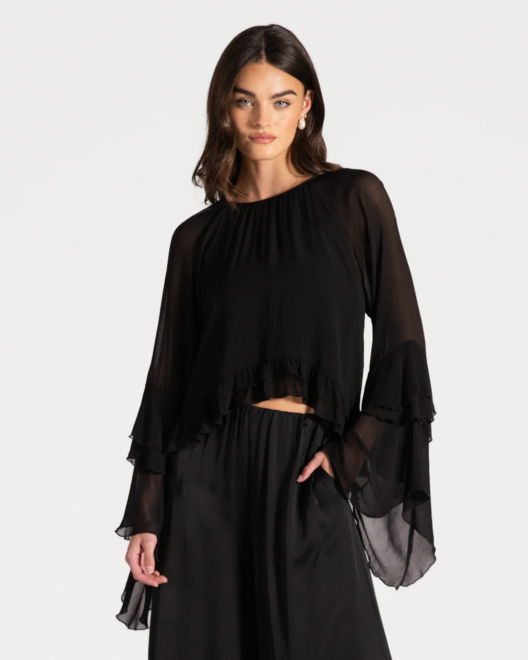 Blair Ruffle Blouse | Black - Image 7