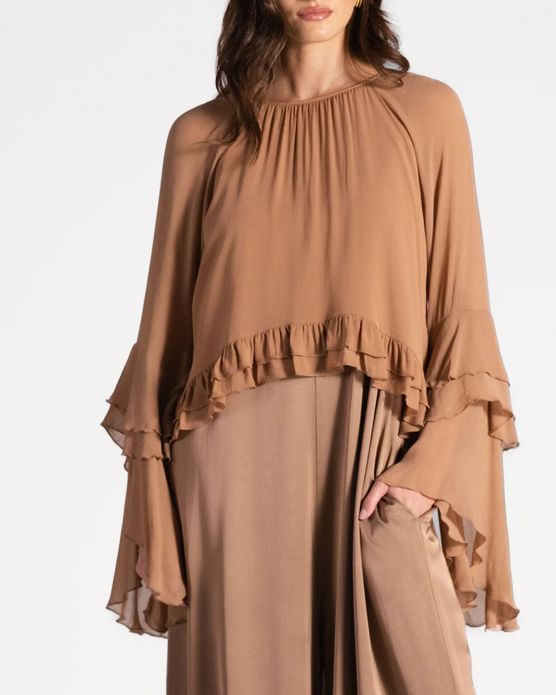 Blair Ruffle Blouse | Tan - Image 4