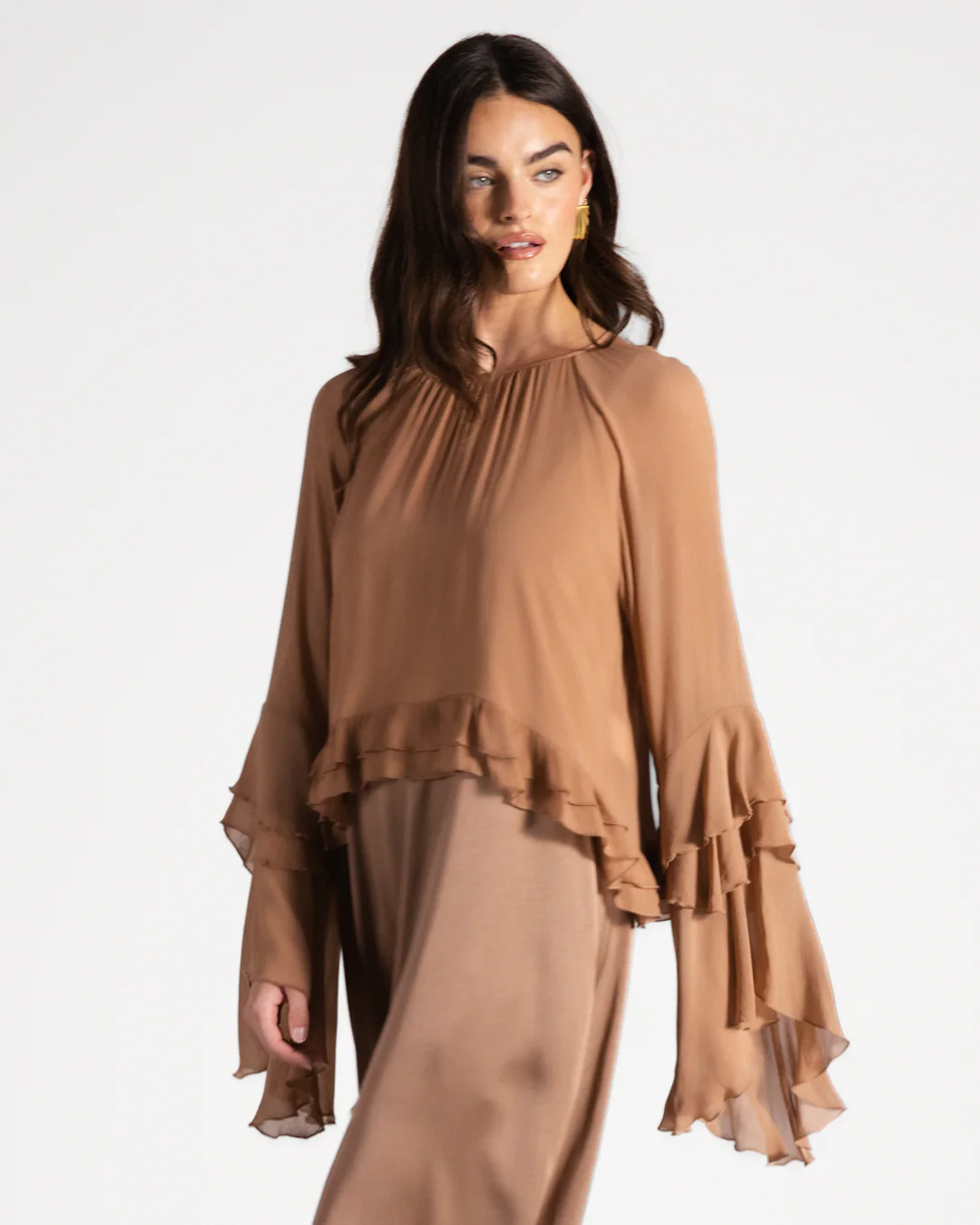 Blair Ruffle Blouse | Tan - Image 5