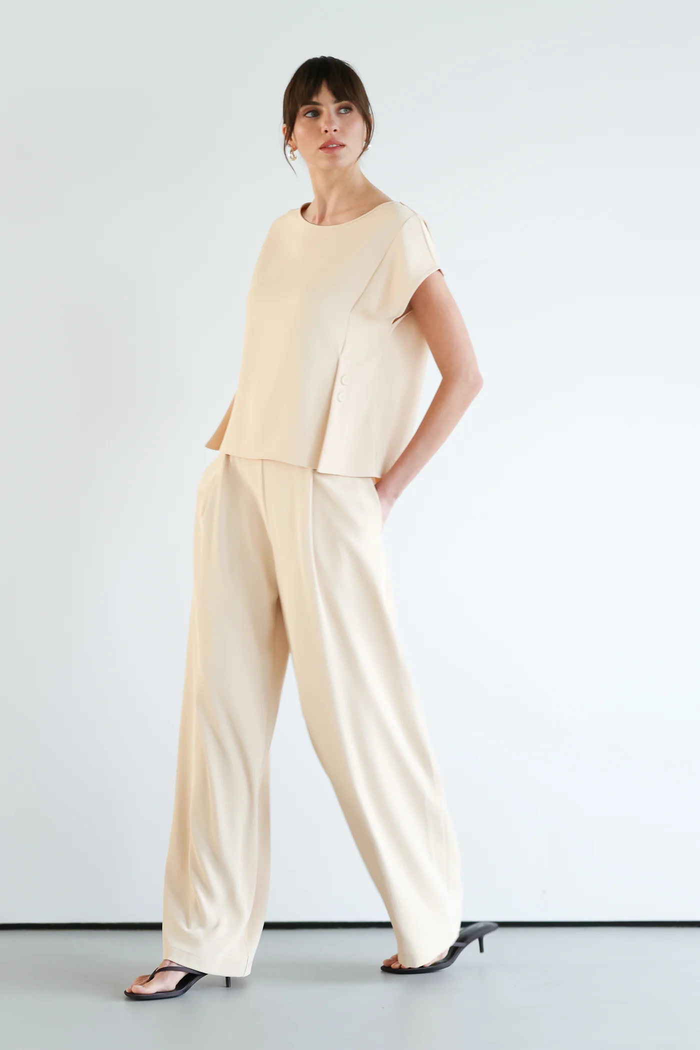 Blanchett Pleated Trousers | Almond Beige - Image 3