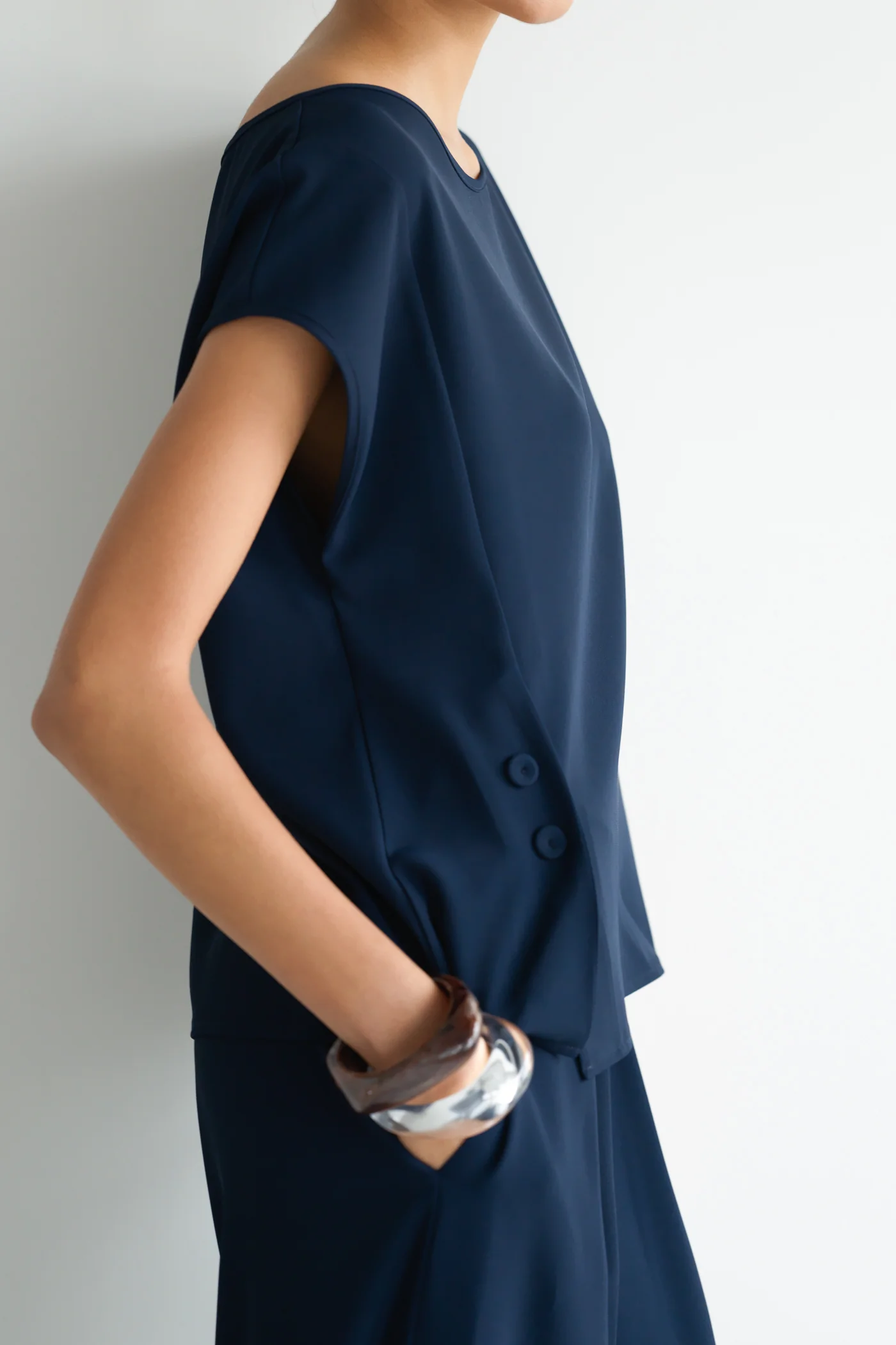 Blanchett Button Top | Navy - Image 2